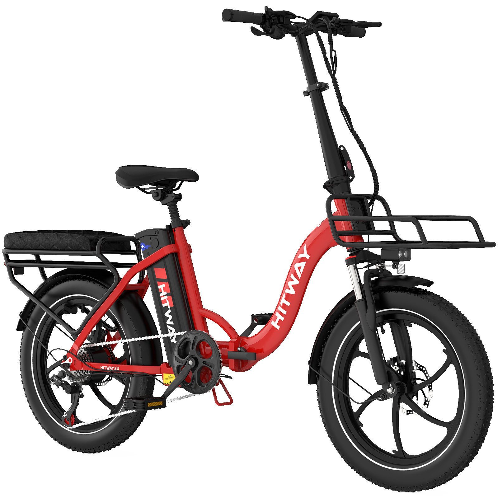 HITWAY E-Bike Faltrad 20*3,0 zoll Elektrofahrrad Pedelec mit 36V15,6Ah Akku, 7 Gang shimano shimano Schaltwerk, Kettenschaltung, Heckmotor, 561,6 Wh, Klappfahrrad E Mountainbike für Damen u. Herren