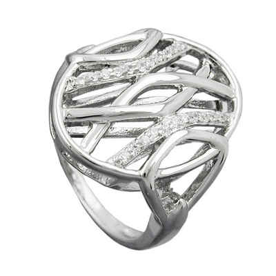 Schmuck Krone Silberring Ring in Kreisform, Zirkonia, 925 Silber, Silber 925