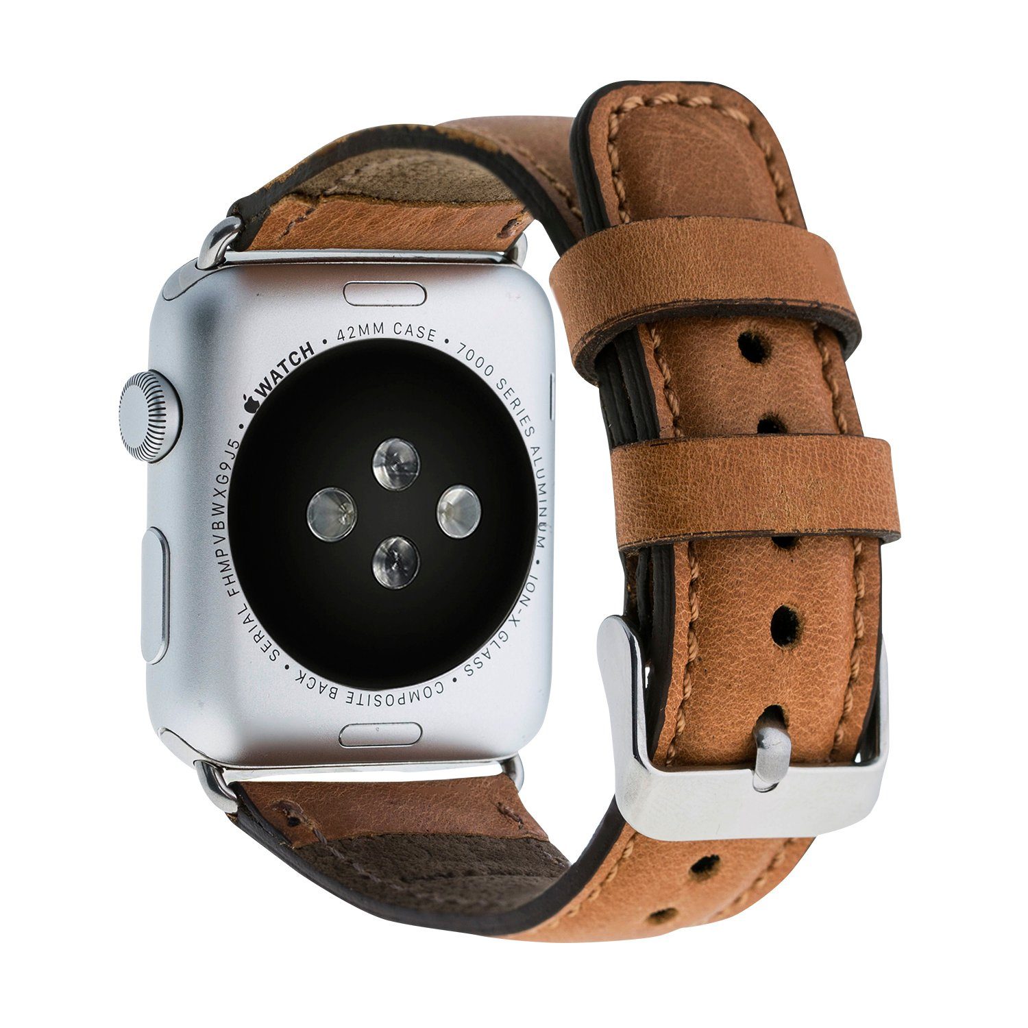 Renna Leather Uhrenarmband Apple Watch Band für Series Ultra/9/8/7SE/6-1 Echtleder Ersatzarmband Hellbraun