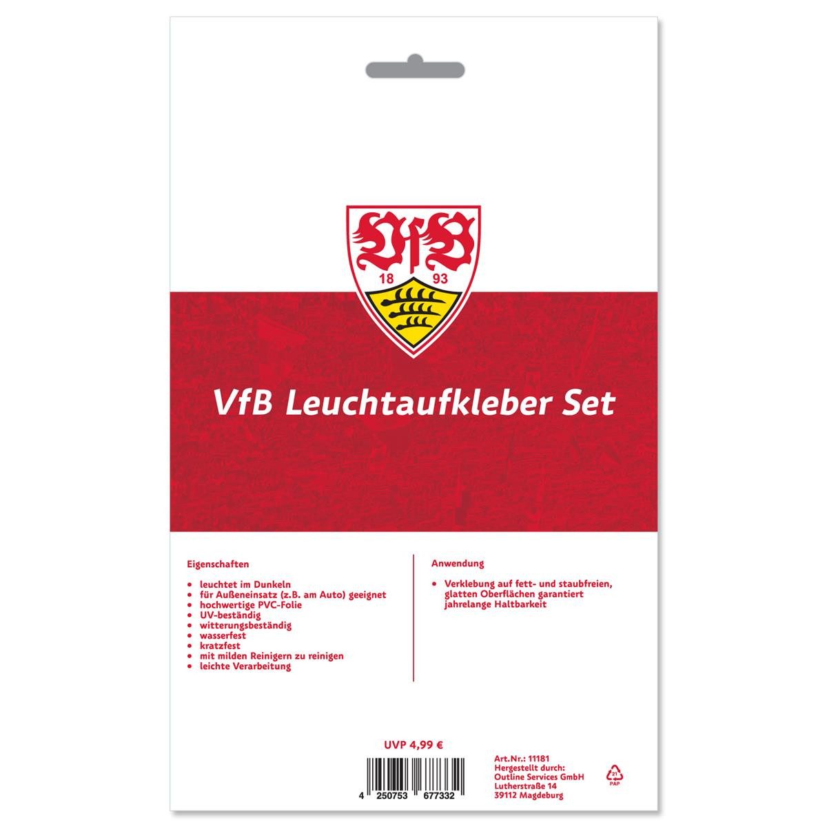 VfB Stuttgart Aufkleber VfB Stuttgart Leuchtaufkleber Set 8 Stück A5