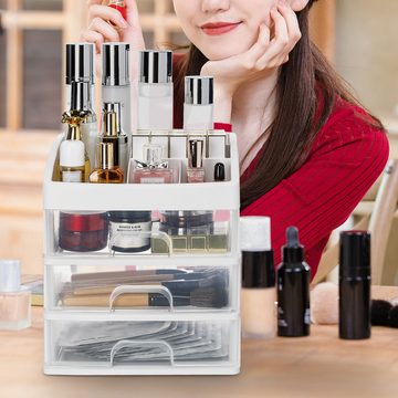 Yorbay Make-Up Organizer Kosmetik Organizer mit 4 Ebenen, 3 Schubladen, für Aufbewahrung im Bad Schlafzimmer, Make-up Lagerung Make-up Box, für Kosmetik Schmuck Bürobedarf