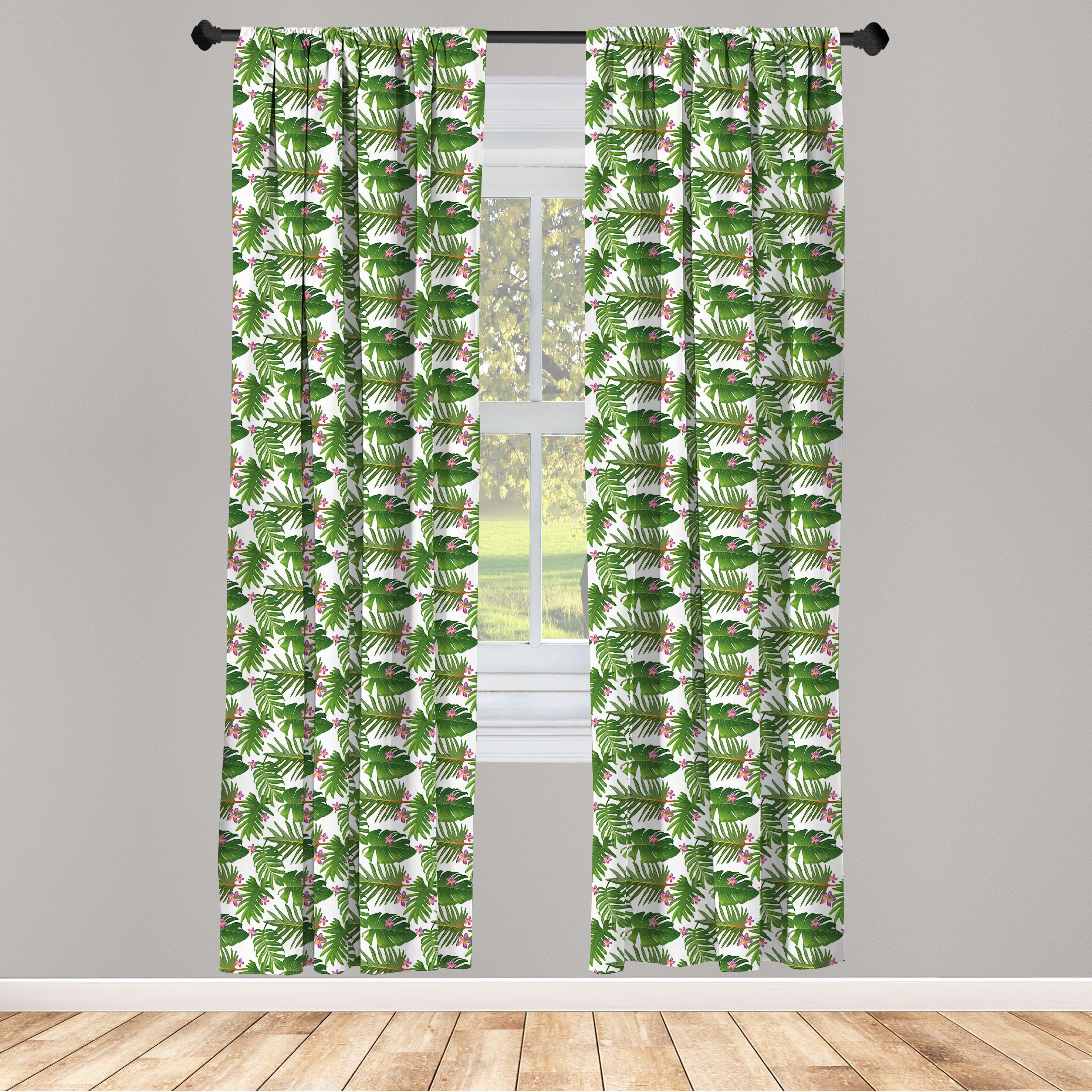 Gardine Vorhang für Wohnzimmer Schlafzimmer Dekor, Abakuhaus, Microfaser, hawaiisch Wald Flora Plantage