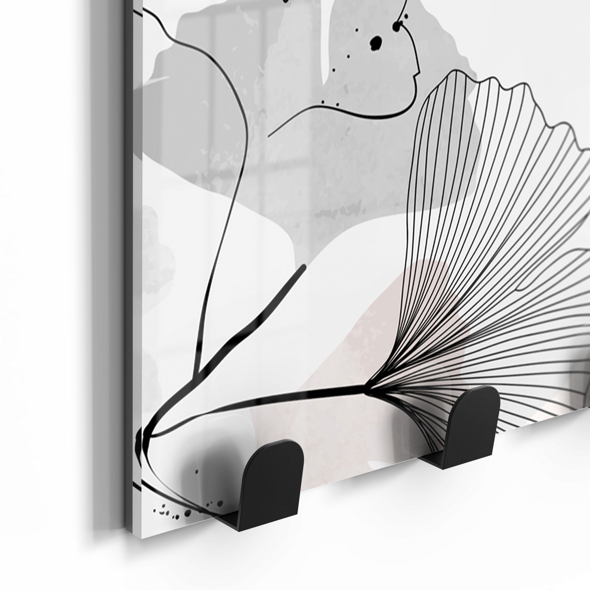 Gingko-Banner', Paneel 'Dekorativer beschreibbar Kleiderhaken magnetisch Garderobe DEQORI Glas