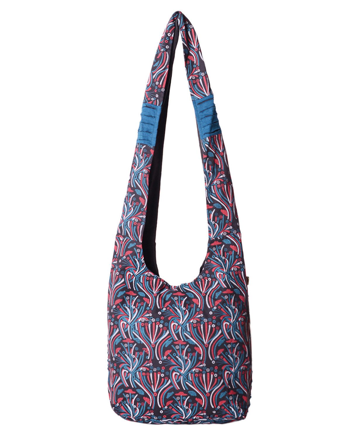 Vishes Beuteltasche Schultertasche Baumwolle Stofftasche mit Kreuzschnürung, Alternative Bekleidung, Ethno, Hippie, Retro Style