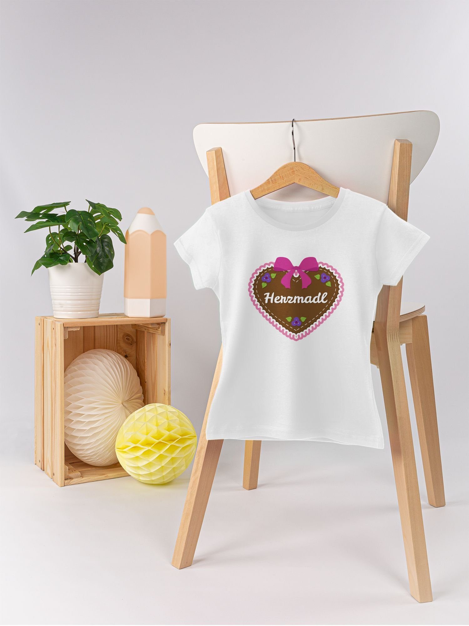 Outfit für Herzmadl Mode Kinder 1 Lebkuchenherz Oktoberfest T-Shirt mit Weiß Shirtracer