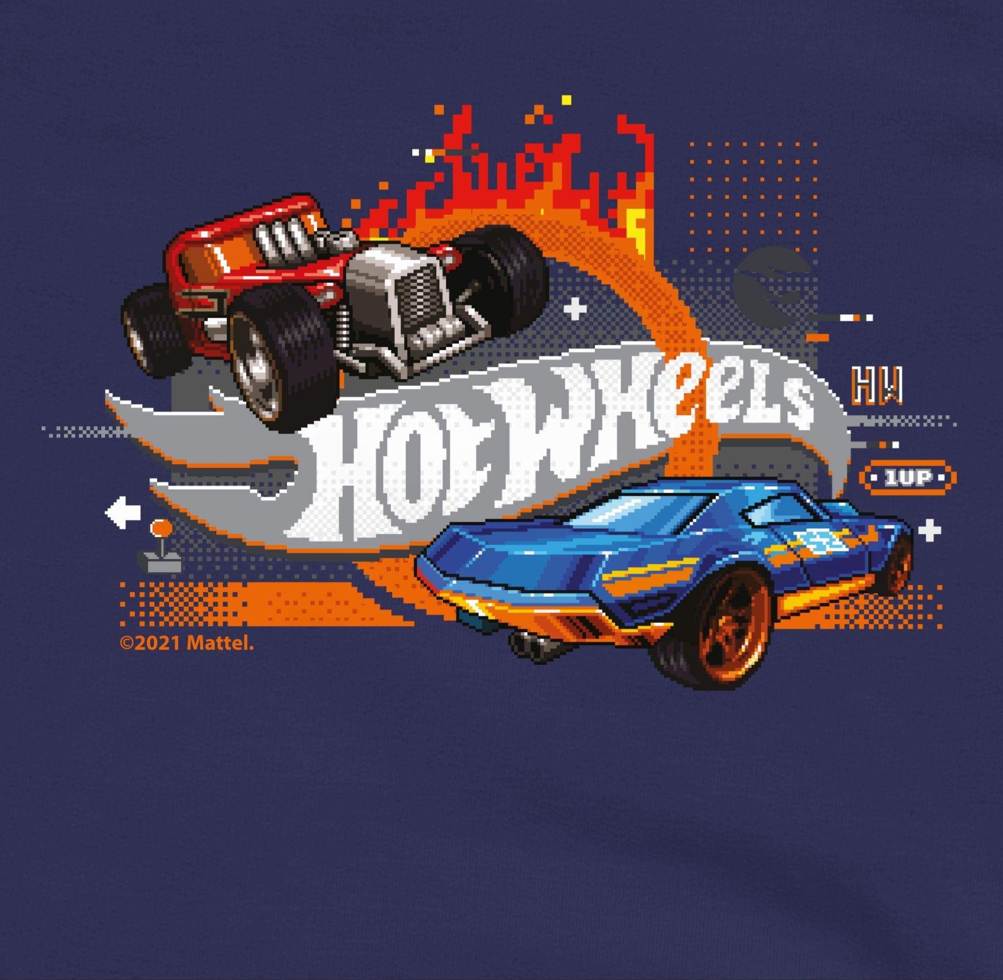 Shirtracer Hoodie 8-Bit Logo Hot meliert 1 Navy Wheels Mädchen Blau/Grau