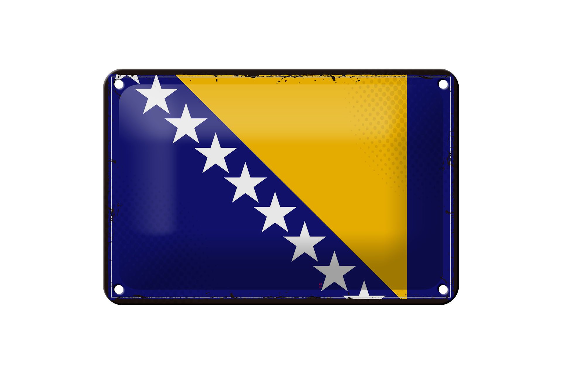 Femer GmbH Metallschild Flagge Bosnien und Herzegowina 18x12cm Retro, (1 St), gewölbte Oberfläche, abgerundete Ecken, umgeschlagene Kanten
