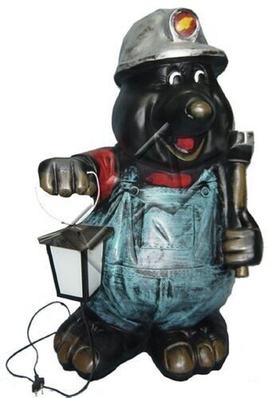 JVmoebel Skulptur Design Maulwurf mit Lampe Figur Garten Statue