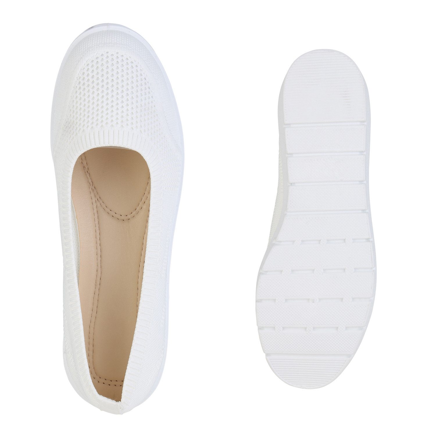 VAN HILL 841603 Sneaker Ballerinas Damen Sportliche Ballerinas Bequeme Strick Profil-Sohle