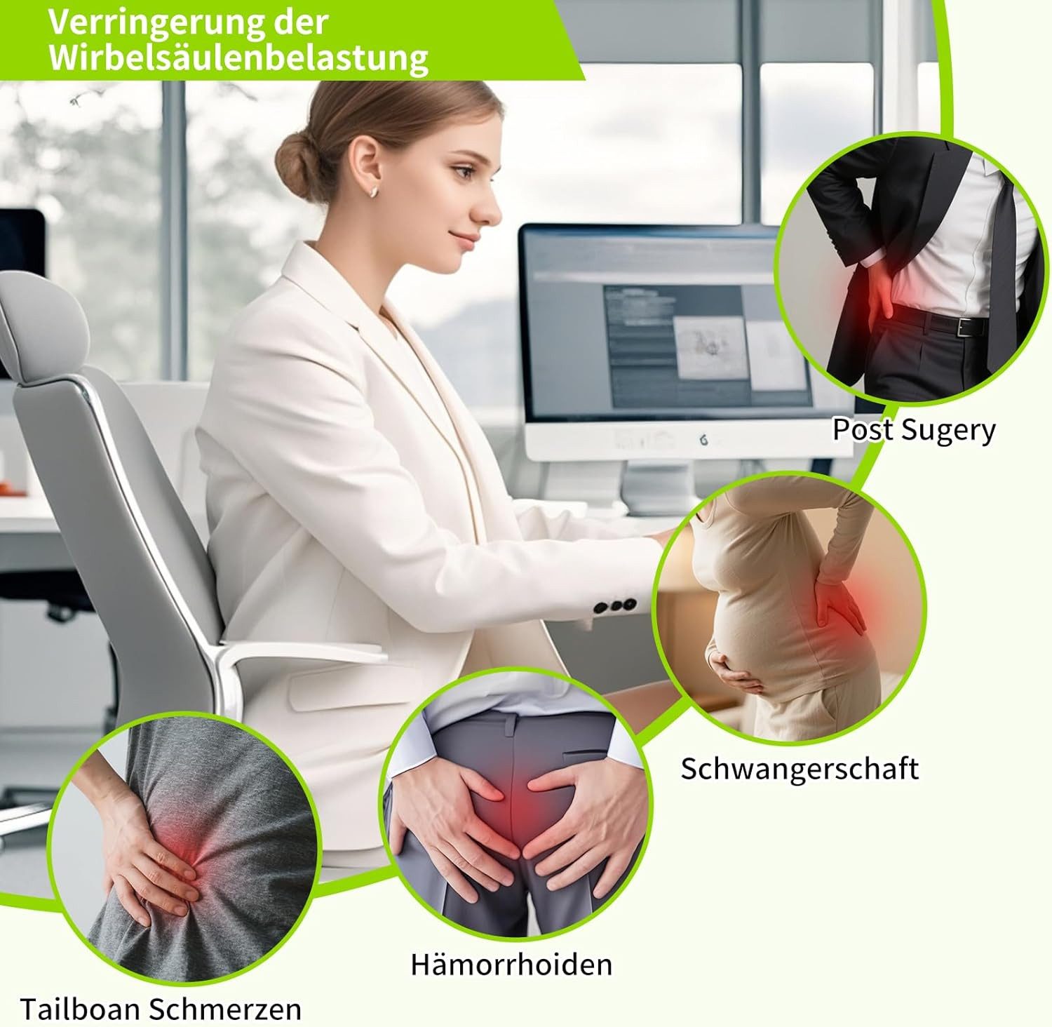 Youyijia Ballsitzkissen Steißbeinkissen Donut Kissen, Orthopädisches Hämorrhoiden Sitzkissen