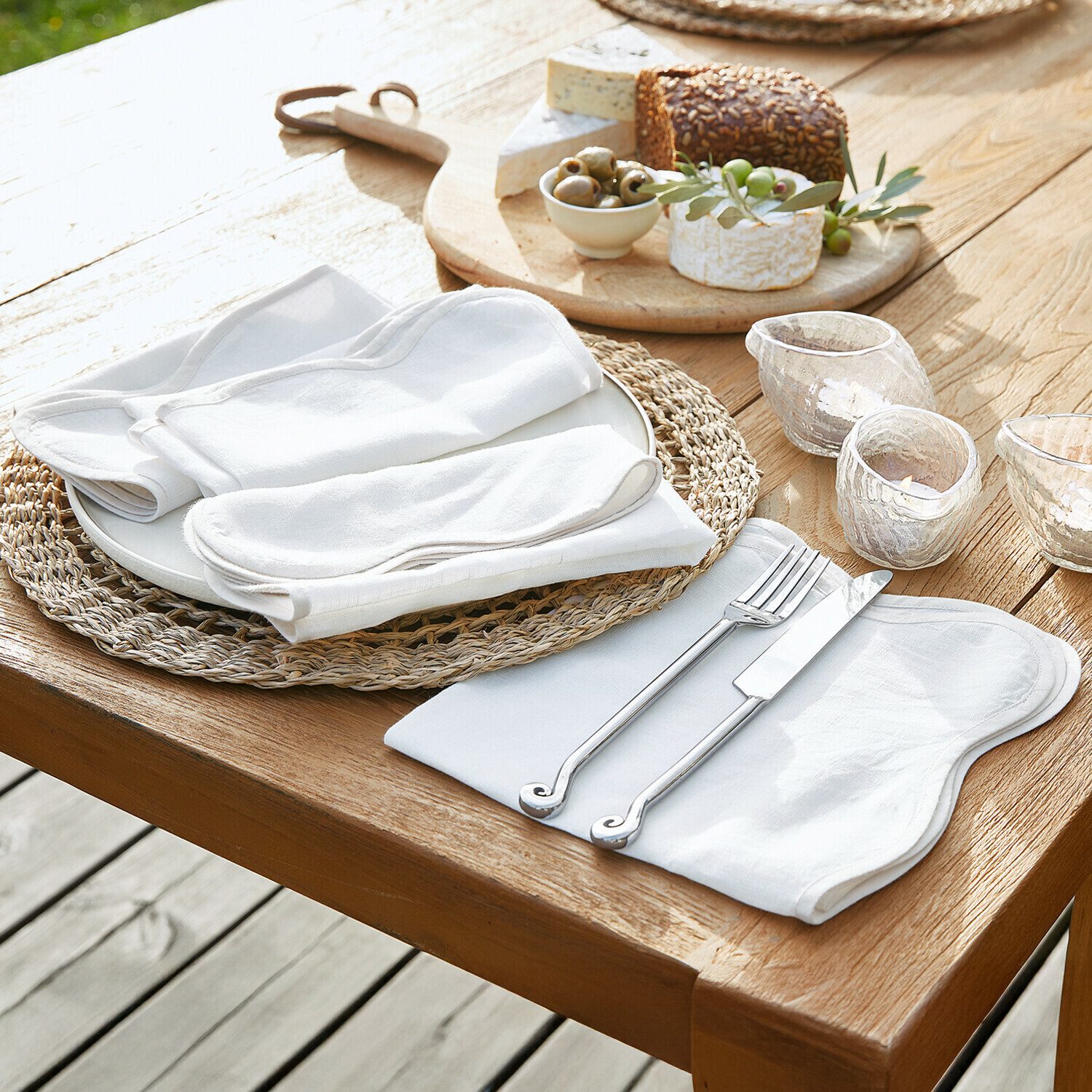 Mirabeau Stoffserviette Serviette 4er Set Aelvra weiß