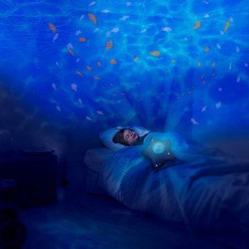 Pabobo LED Nachtlicht Projektions Seestern "calm Ocean", Angelcare Einschlafhilfe, animierte Wellenbewegung und Fischen, LED fest integriert