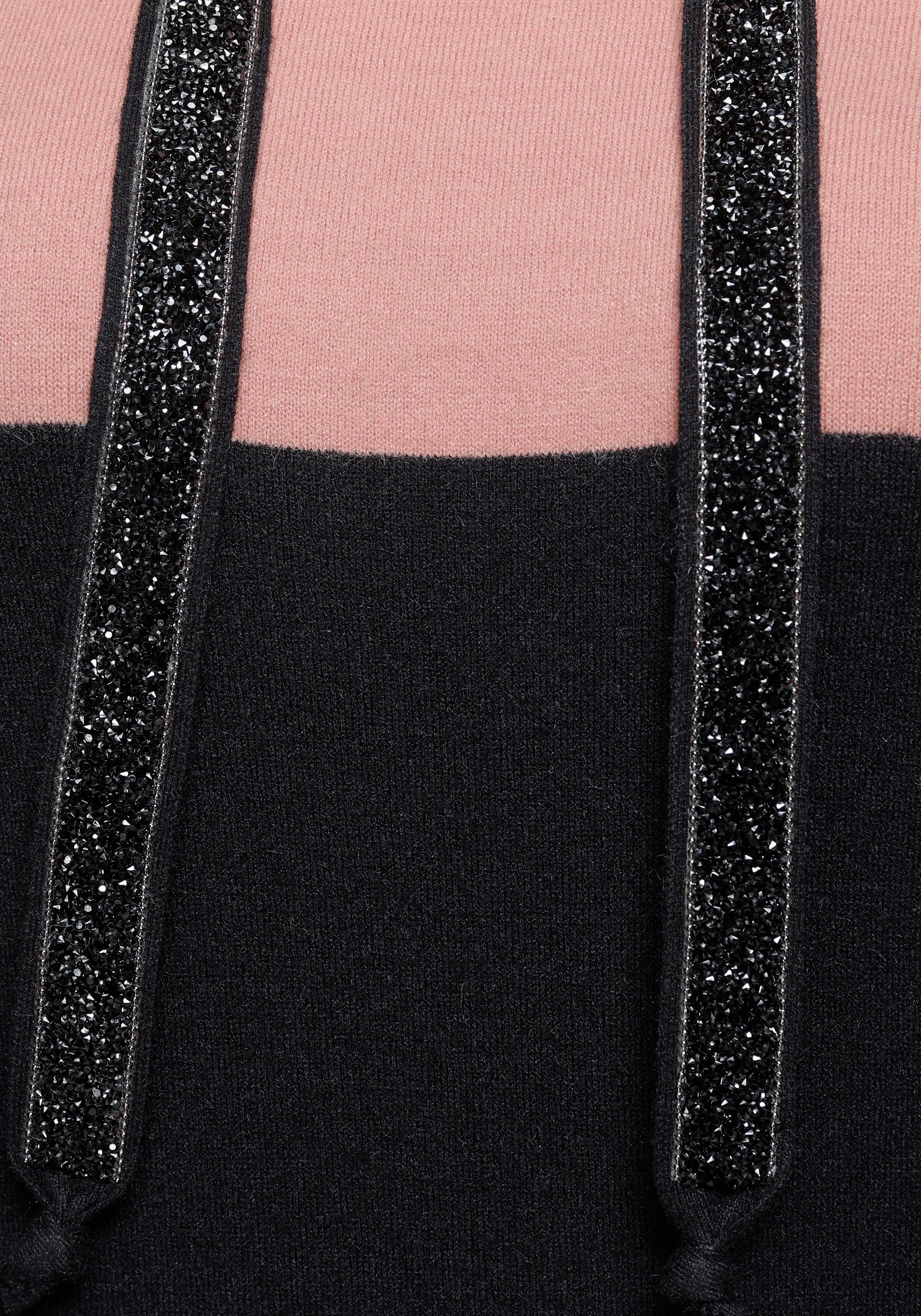 Laura Scott Strickkleid im Streifendesign mit dezent glitzernden Bändern