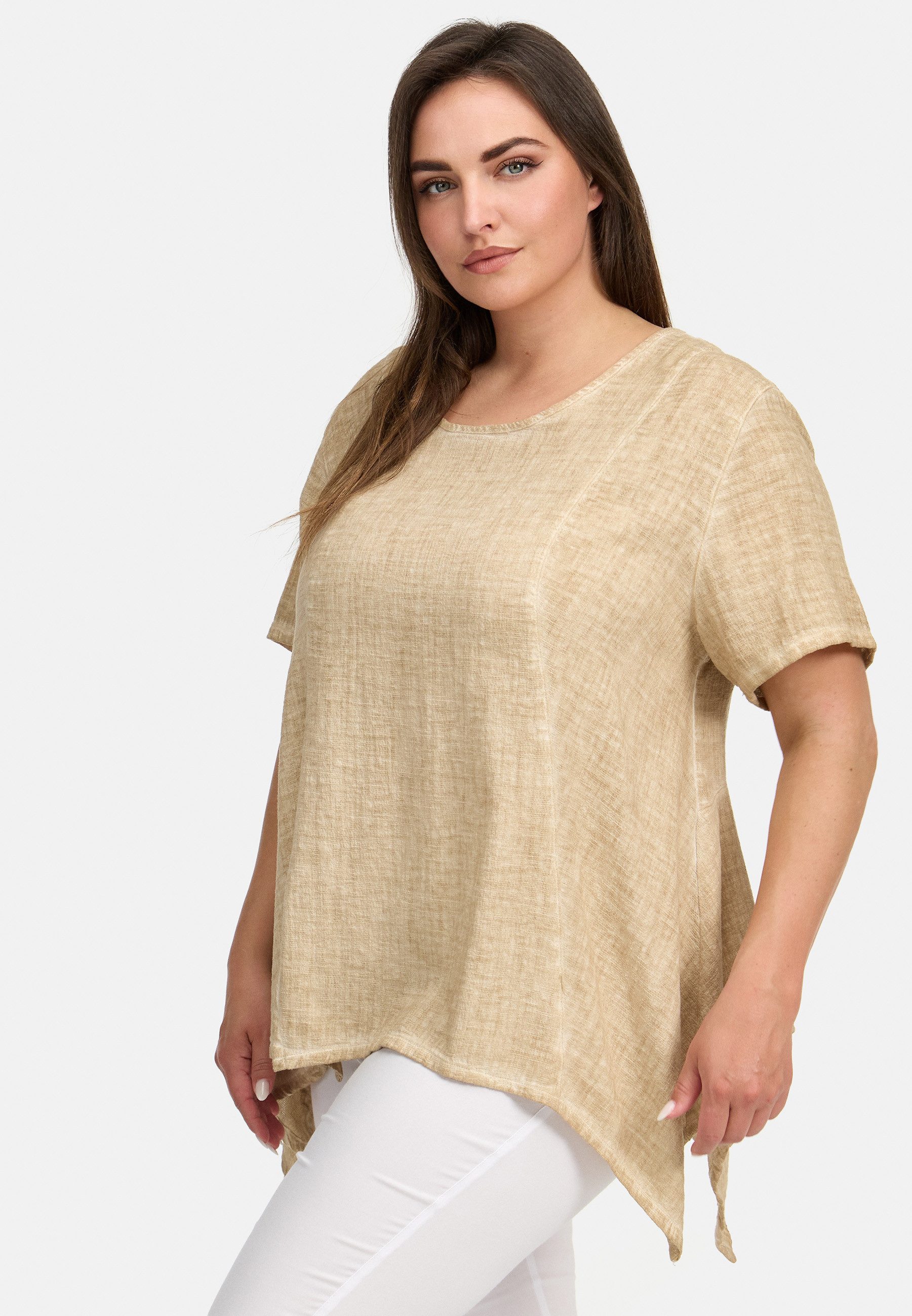 Kekoo Tunikashirt A-Linie Shirt aus reiner Baumwolle 'Mirage'
