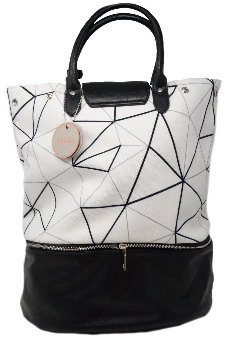 Boscha Handtasche BO-1189-EM, Travelbag mit abnehmbaren Boden, Zick Zack Muster