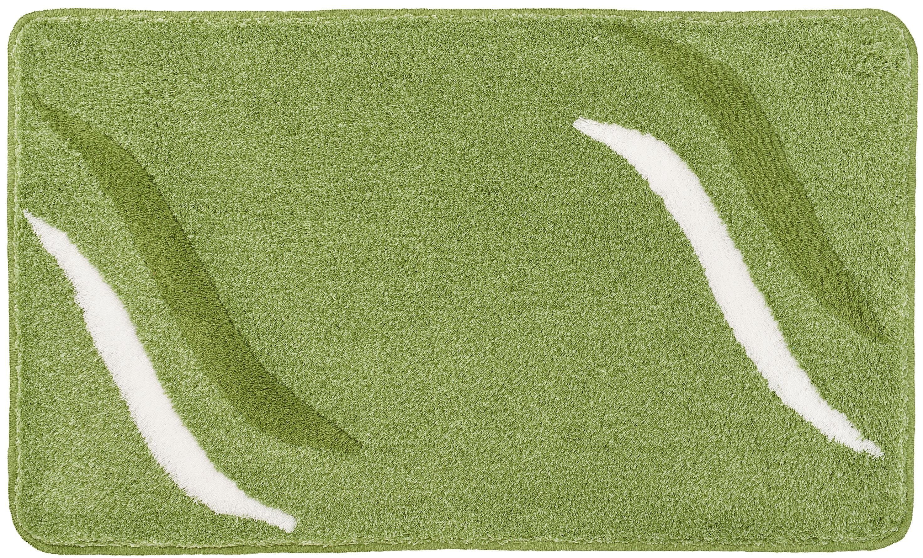 Kleine Wolke Badematte Florenz, Höhe 18 mm, rutschhemmend beschichtet, fußbodenheizungsgeeignet, Kunstfaser, rechteckig, Badteppich, Wellen Design, Melange Optik, waschbar