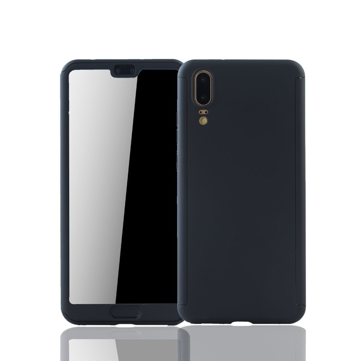 König Design Handyhülle Huawei P20, Huawei P20 Handyhülle 360 Grad Schutz Full Cover Schwarz