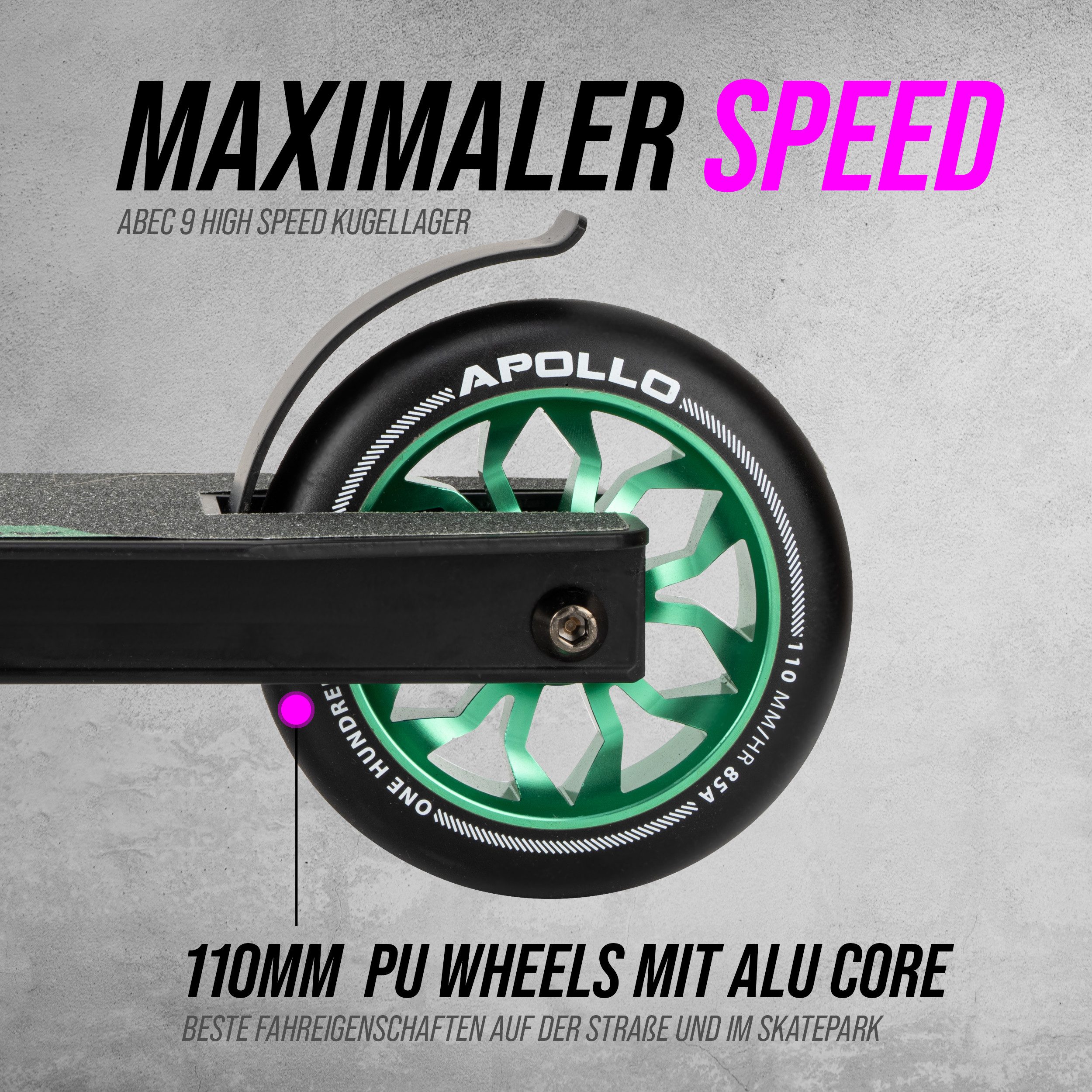 Apollo Stuntscooter Hawk - Scooter für Erwachsene, Jugendliche und Kinder ab 6 Jahren, extra breite Trittfläche & stabiler Lenker – Bild 3 von 5
