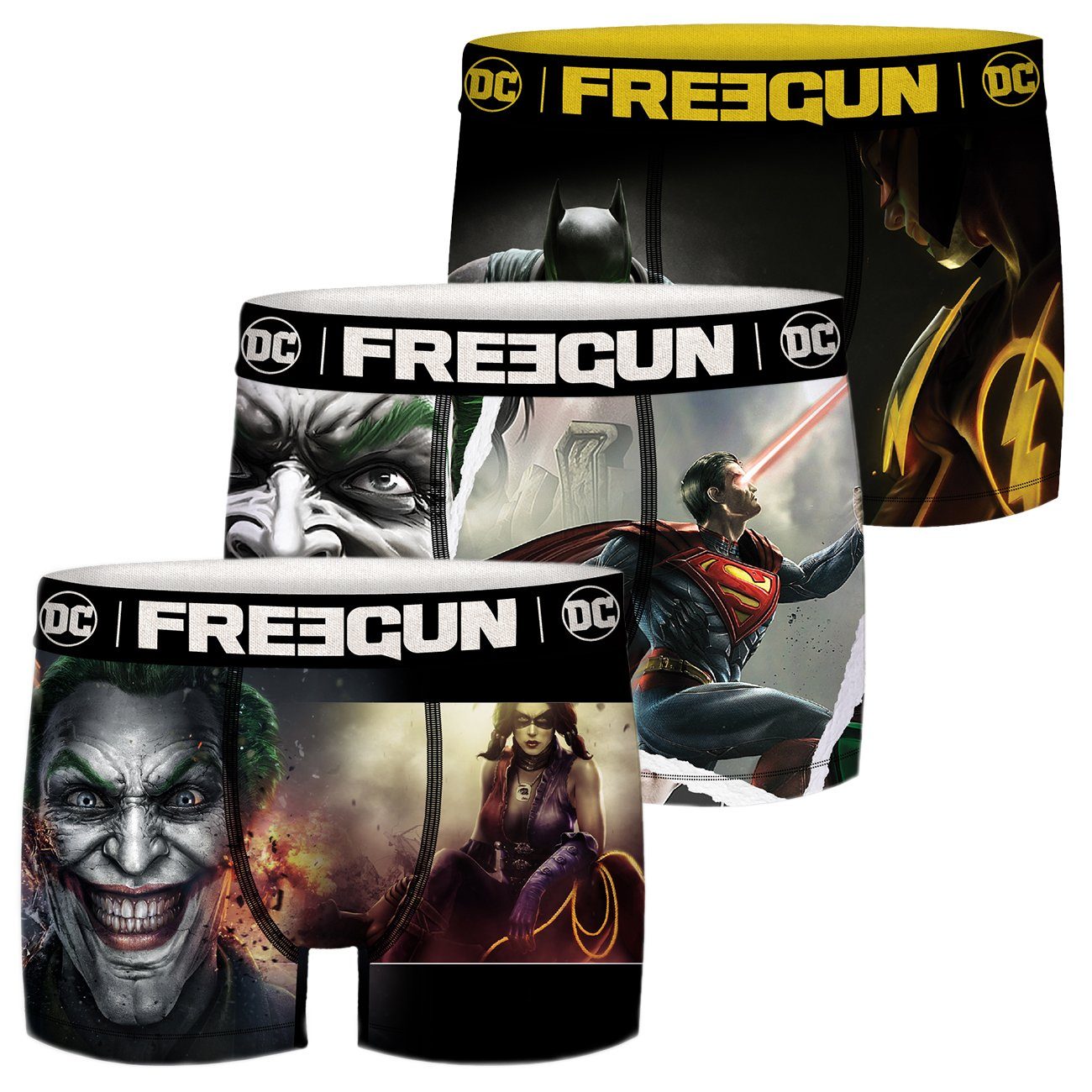 Freegun Boxershorts Freegun Comic Jungen Boxershorts 3er Pack (3-St) mit Stretch