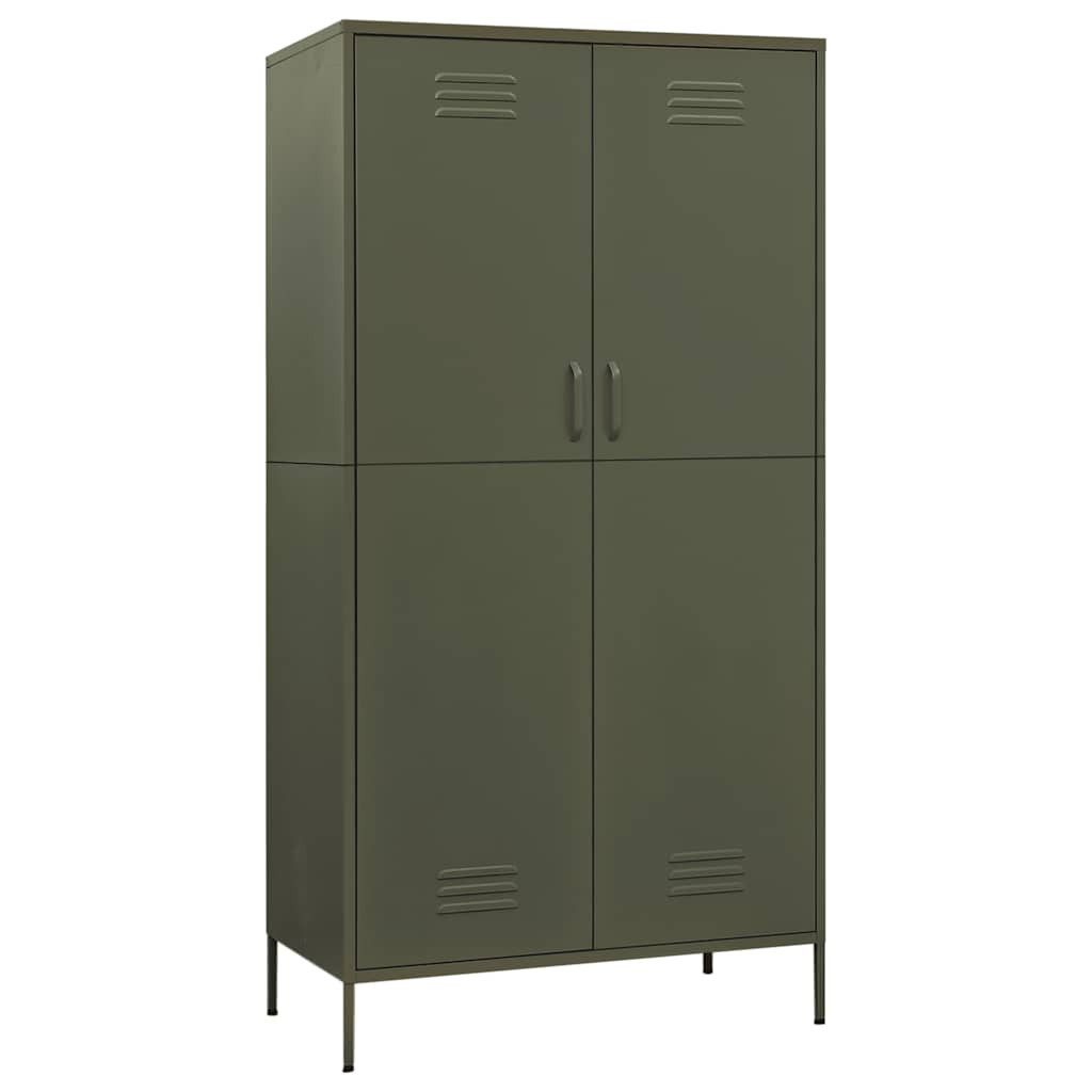 furnicato Kleiderschrank Mehrzweckschrank aus Stahl 90 x 50 x 180 cm Olivgrün (1-St)