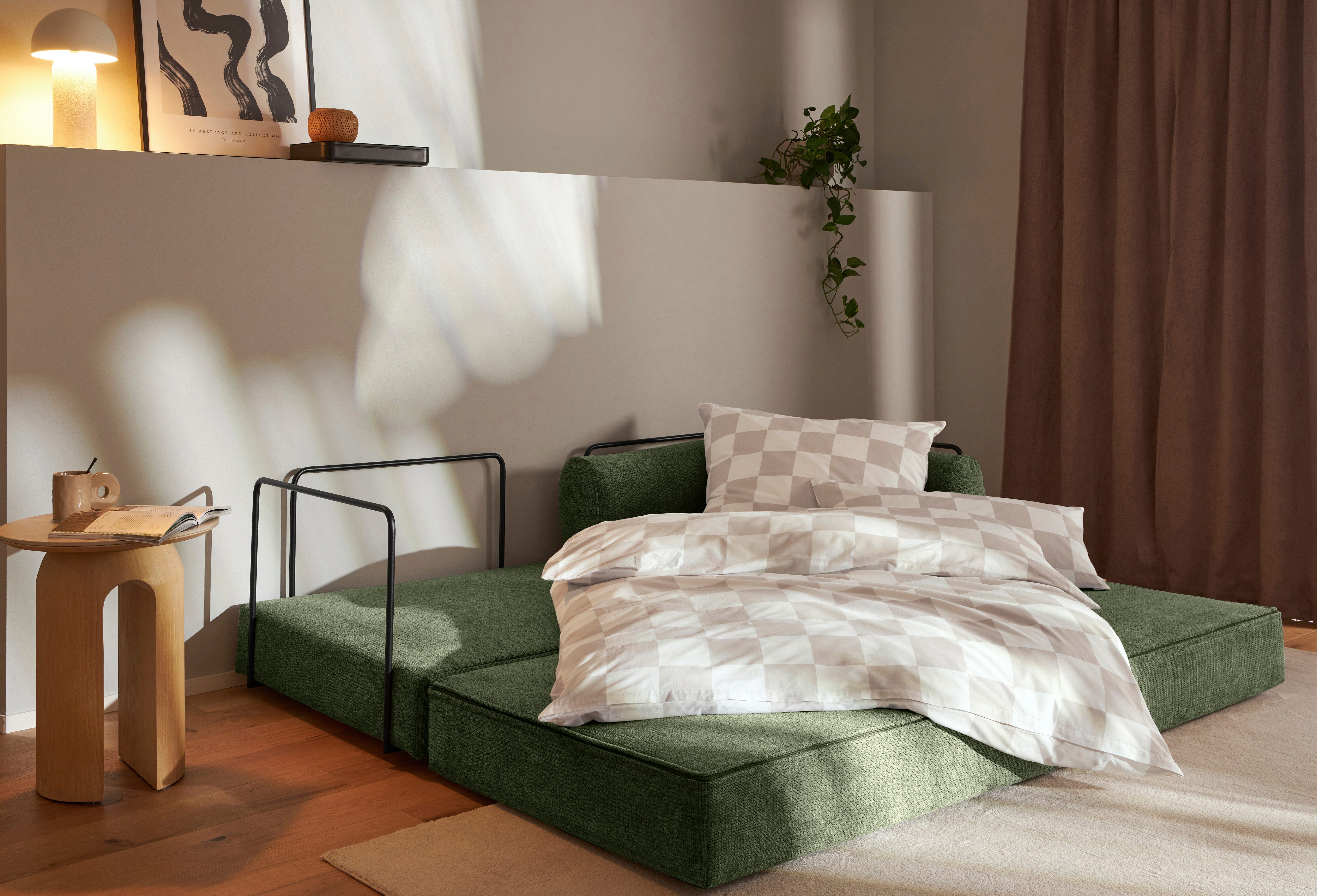 homsy by Ana Johnson Schlafsofa Folda Dauerschläfer, B: 206 cm, Liegefl. 181x198 cm, mit Bett-/Schlaffunktion, inkl. 1x Zierkissen, Tonnentaschenfederkern