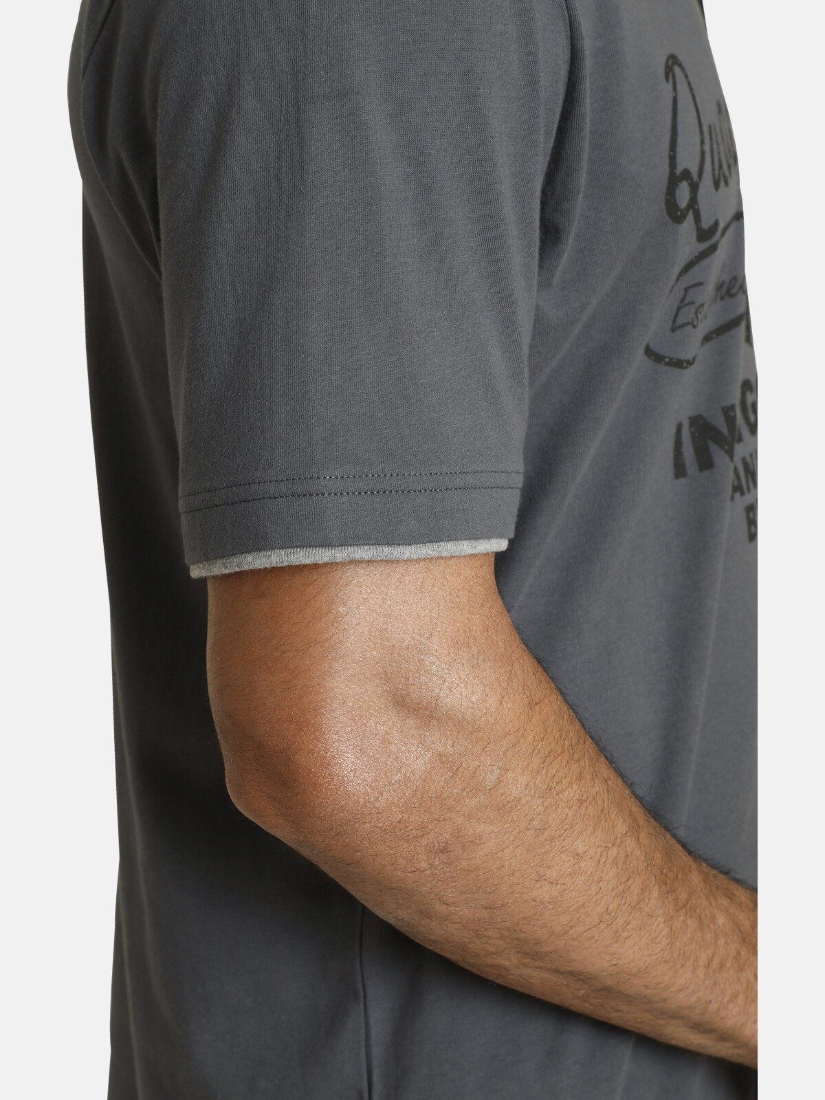Jan Vanderstorm T-Shirt NANTE im grau Lagen-Look trendigen