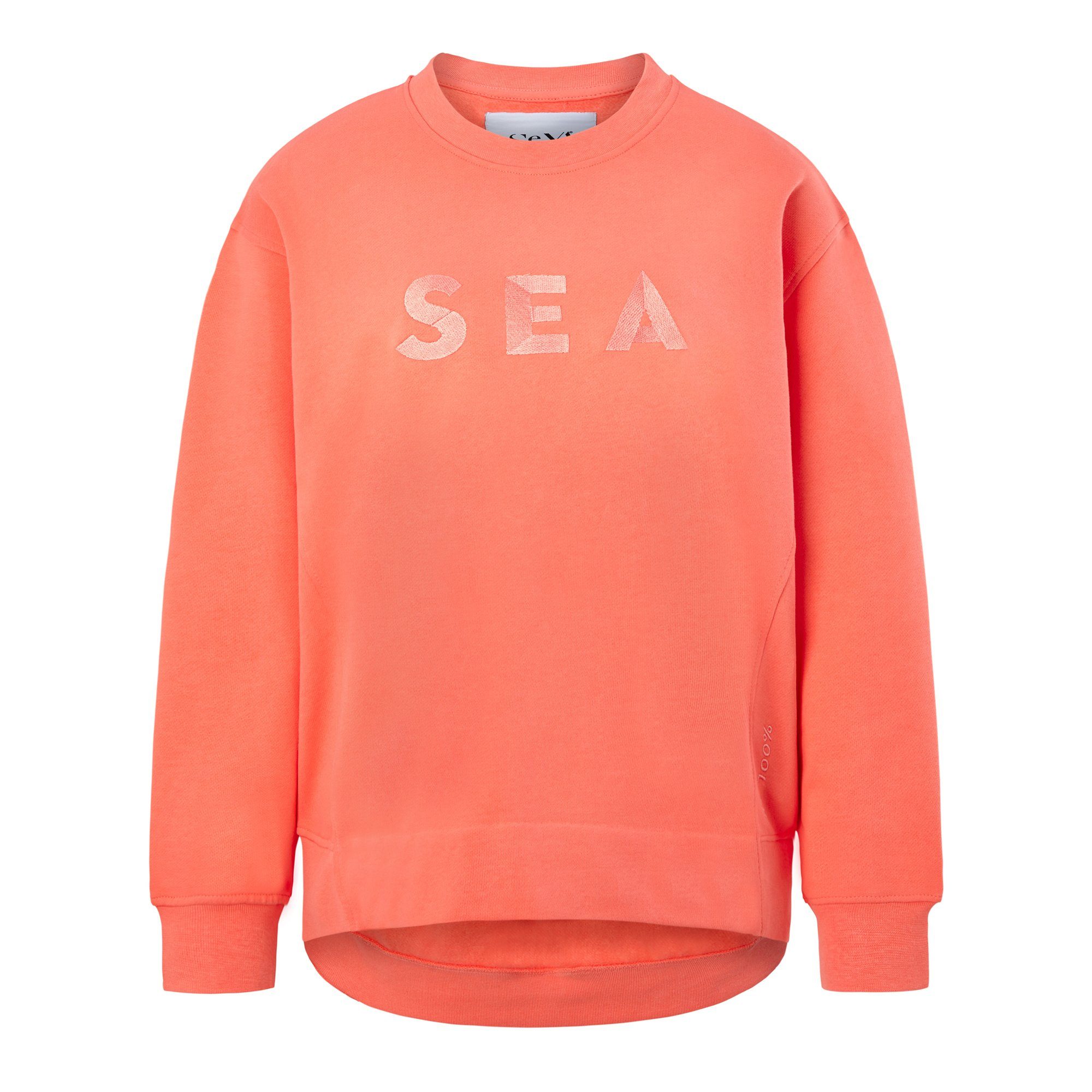 SeaYA Sweatshirt Sweatshirt koralle Biobaumwolle Stickerei