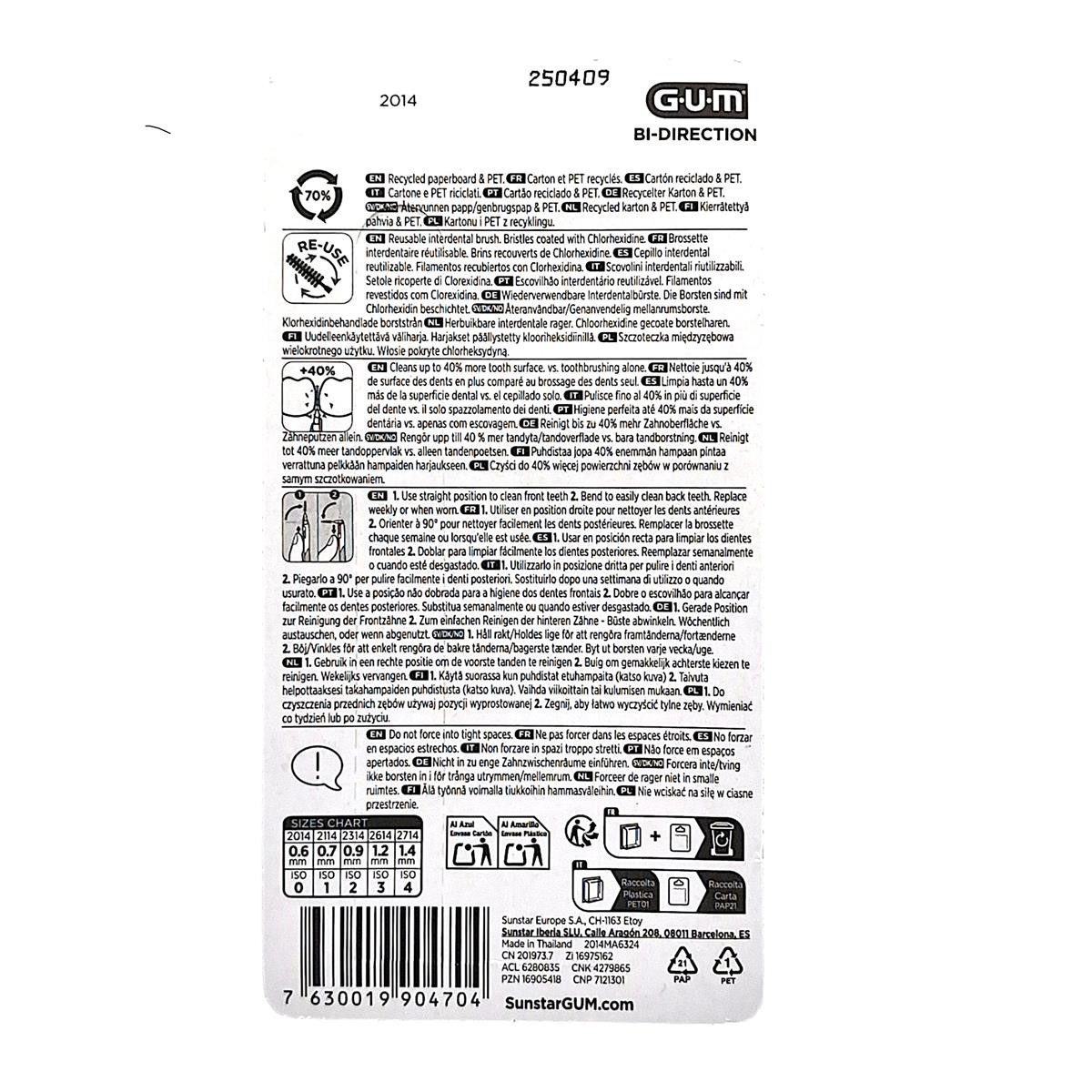 GUM Interdentalbürsten GUM Bi-Direction Interdentalbürsten - Hellblau 0,6mm 6 Stück