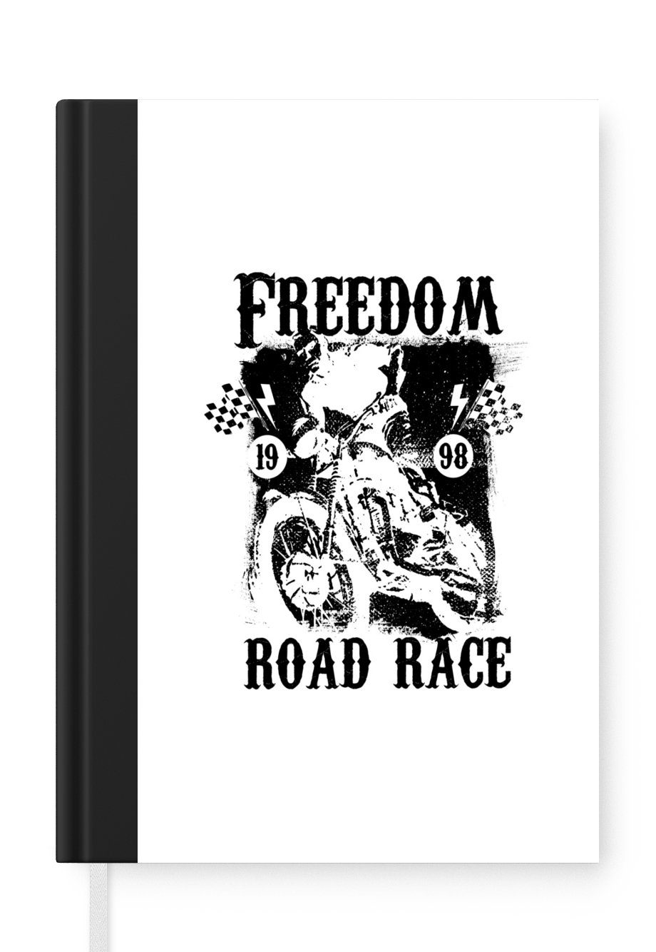 road Merkzettel, Motorrads Notizbuch Zitat eines MuchoWow Notizheft, Haushaltsbuch Tagebuch, 98 "Freedom rage" A5, Journal, Retro-Illustration in, Seiten, mit