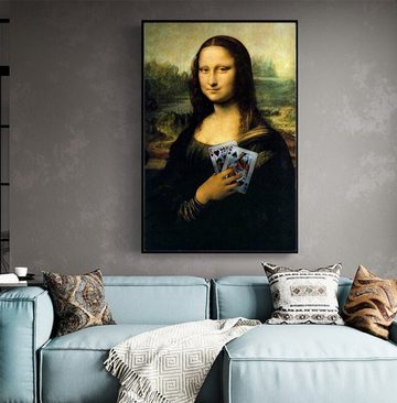 TPFLiving Kunstdruck (OHNE RAHMEN) Poster - Leinwand - Wandbild, Da Vinci - Mona Lisa - Verschiedene lustige Motive - (Motive in verschiedenen Größen), Farben: Braun, Beige, Schwarz - Größe: 20x30cm