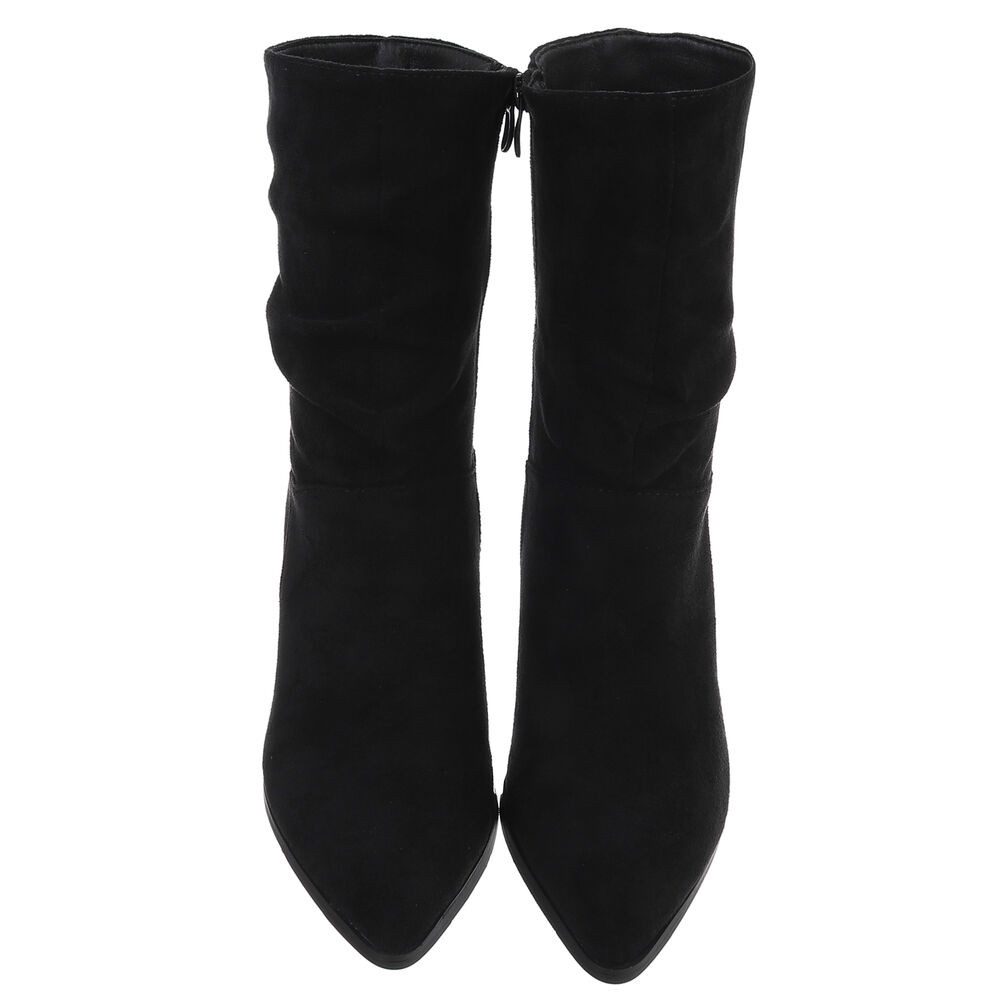 Ital-Design Eleganter Blockstiefel mit gerafftem Design für Damen Stiefelette (90649058) Blockabsatz Stiefeletten in Schwarz