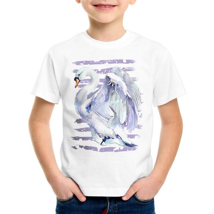 style3 Print-Shirt Kinder T-Shirt Schwanenflug vogelfreund vögel