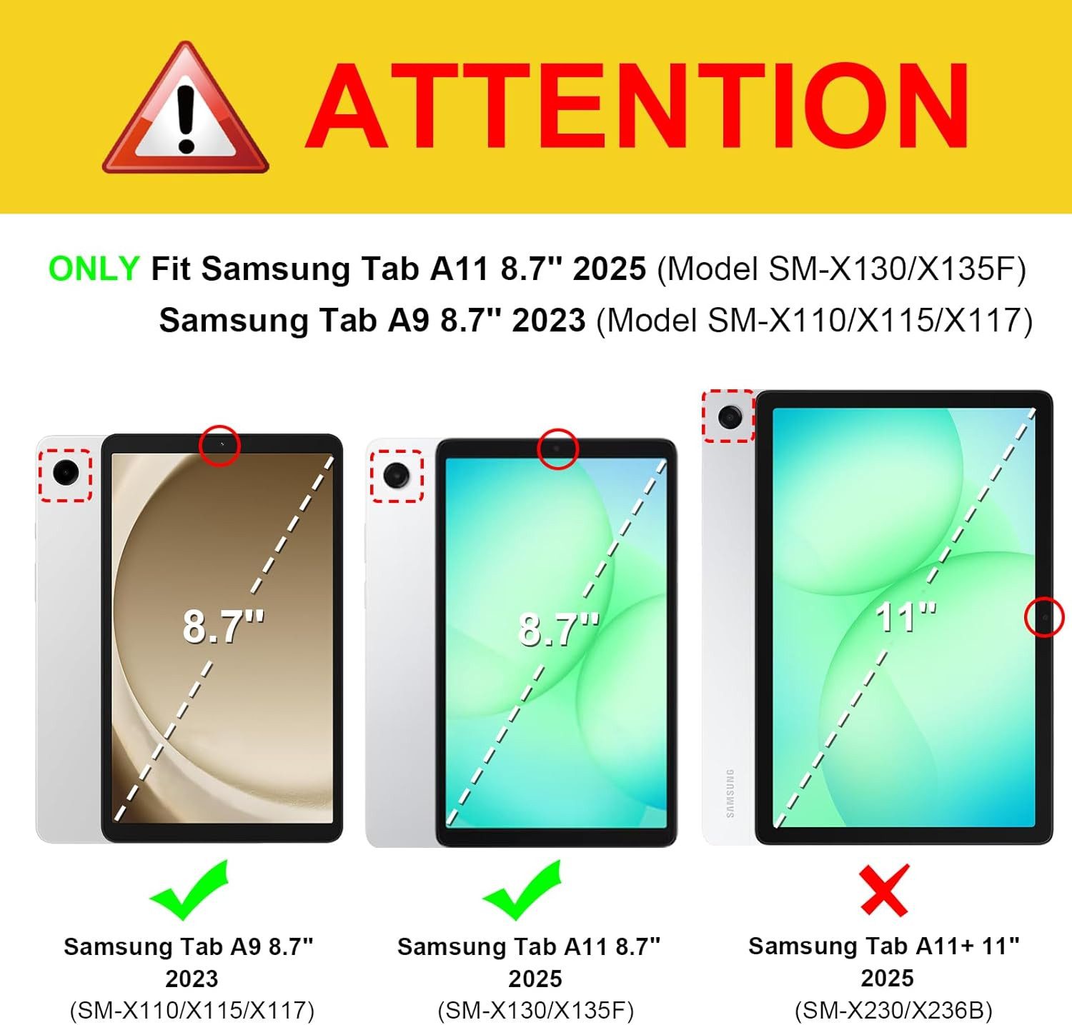 Fintie Tablet-Hülle für Samsung Galaxy Tab A11/Tab A9 8,7 Zoll 2025/2023, Ganzkörper-Rugged Hybrid Stand Schutzhülle mit eingebauter Schutzfolie