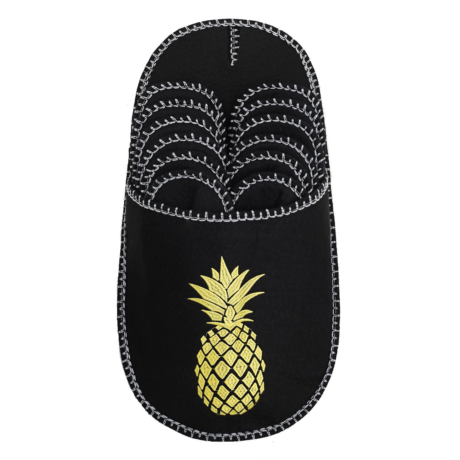 ONVAYA ABS Gästepantoffel, Ananas, 6er Set, Antirutsch, Hausschuhe, Filz Hausschuh