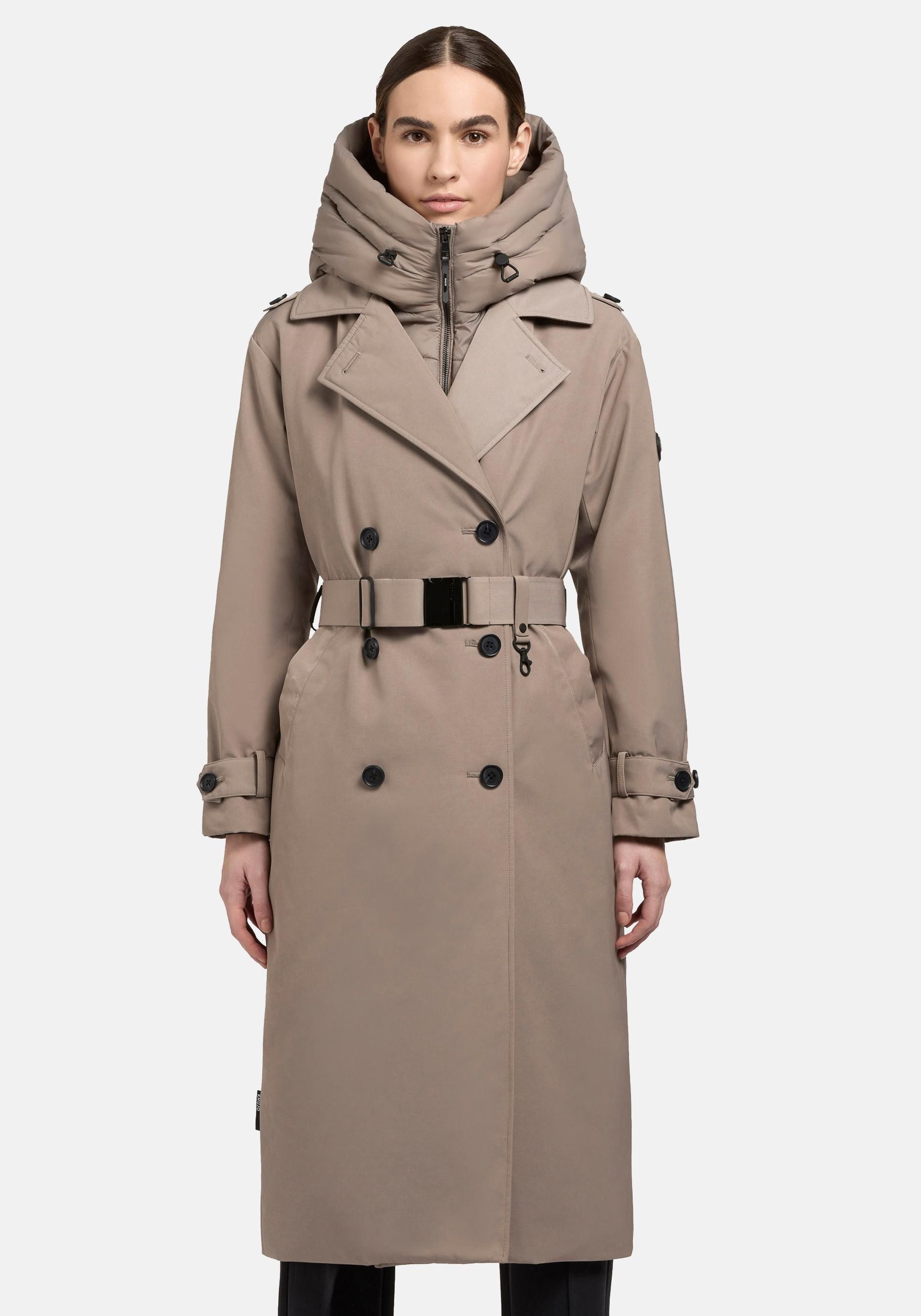 khujo Trenchcoat Elena-YM Warmer Wintermantel mit doppelter Knopfleiste