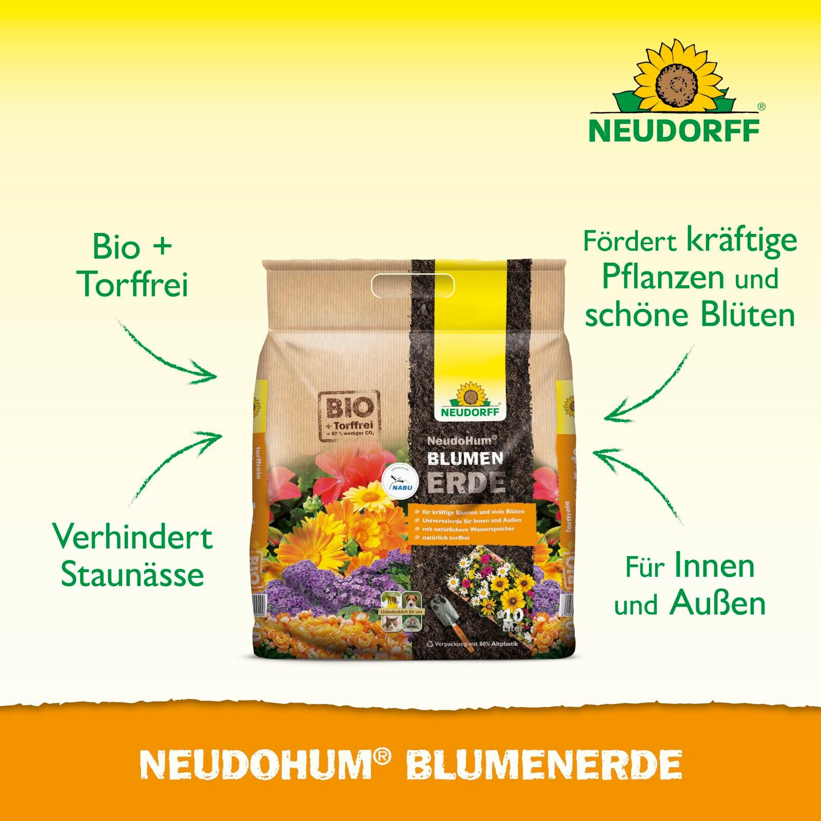 Neudorff Pflanzerde NeudoHum BlumenErde 10 Liter
