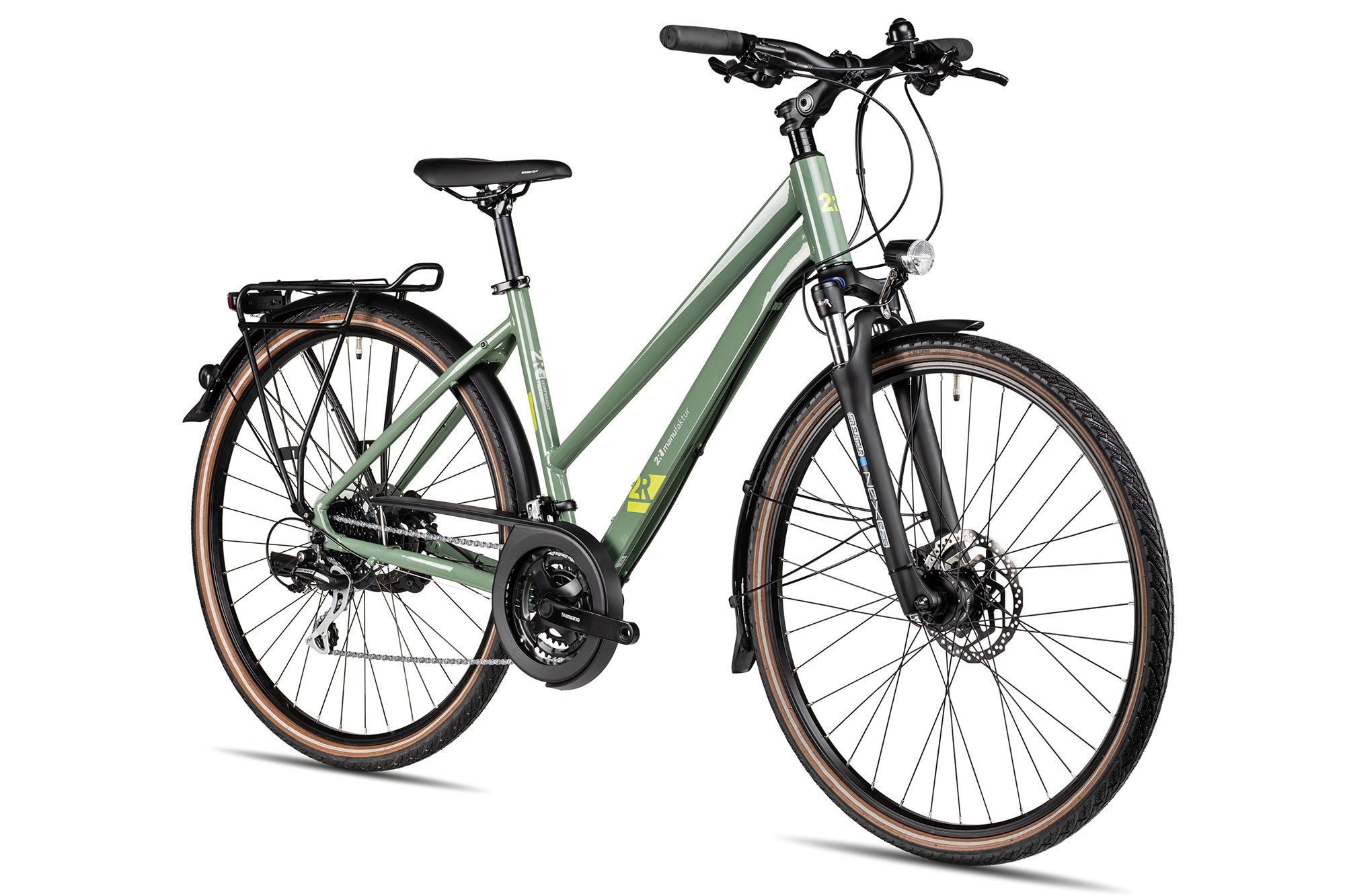 2R Manufaktur Trekkingrad TRX 24 Trapez, 24 Gang Shimano Altus RD-M310 Schaltwerk, Kettenschaltung, hydraulische Scheibenbremse grün