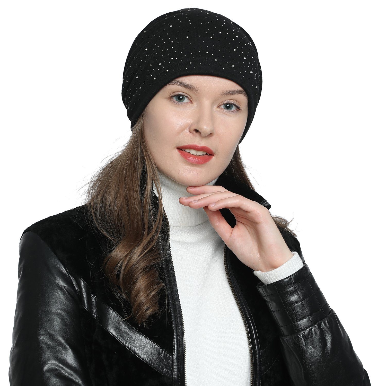 DonDon Beanie Damen Slouch Nieten (Packung, 1-St) Wintermütze, Beanie mit P günstig online kaufen