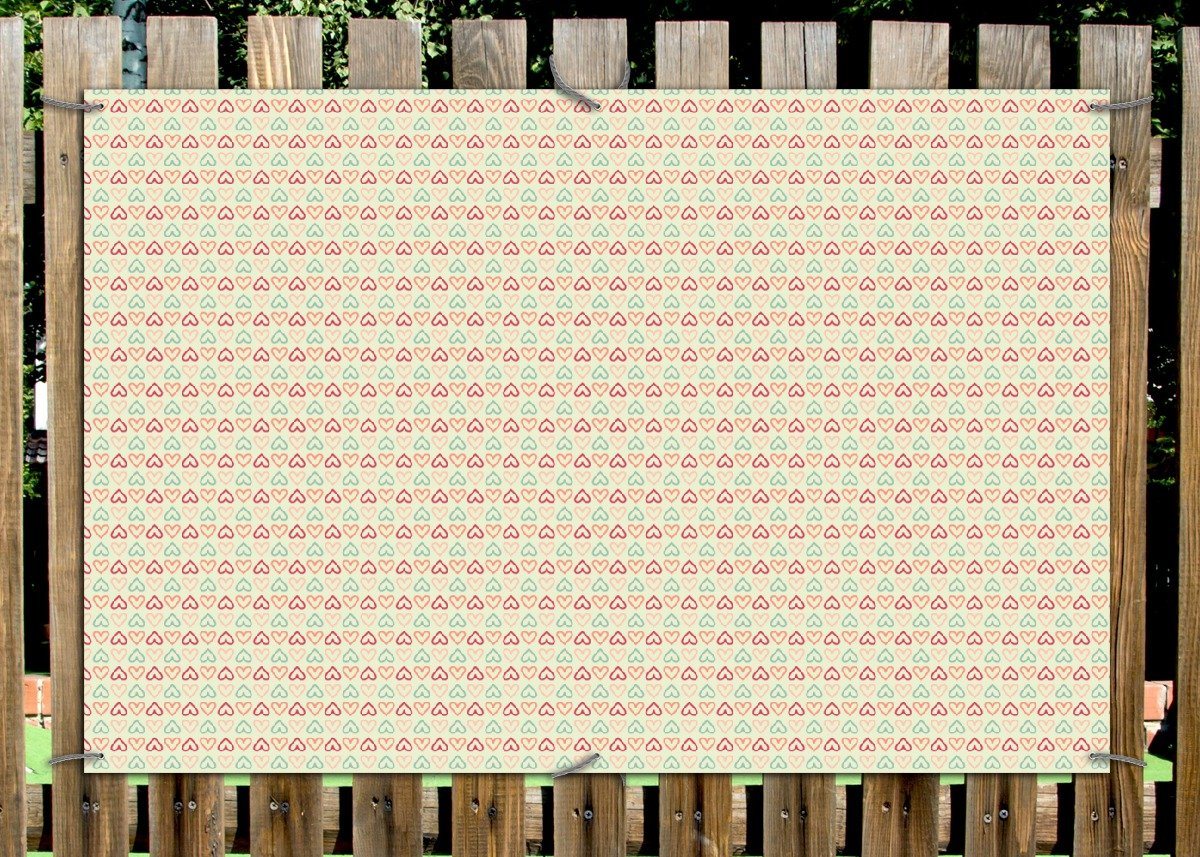 Thumbnail - Wallario Sichtschutzzaunmatten Muster Herzen in rot, gelb und grün, symmetrisch angeordent