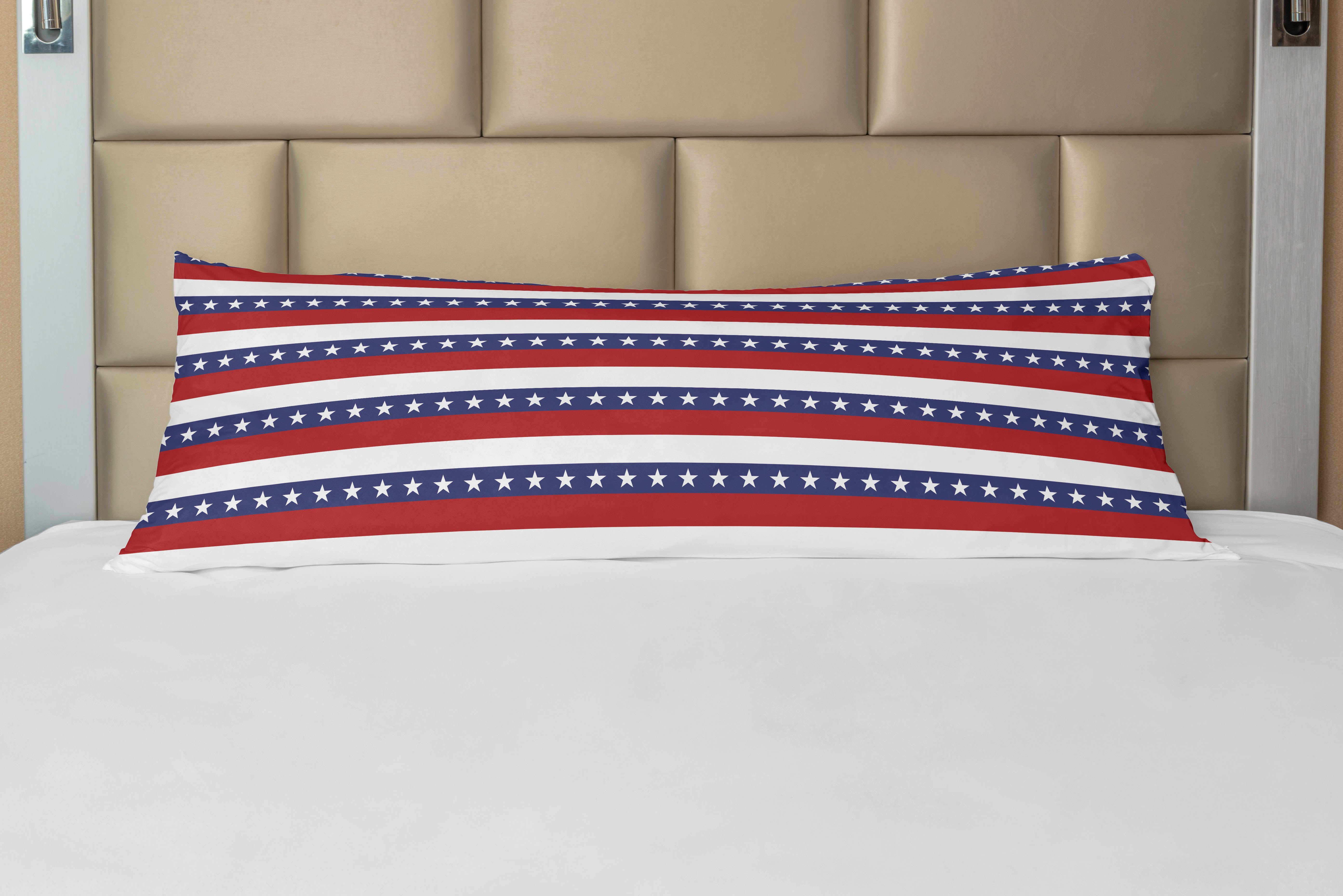 Seitenschläferkissenbezug Deko-Akzent Langer Kissenbezug, Abakuhaus, 4. Juli Amerikanische Flagge Motiv | Seitenschläferkissenbezüge