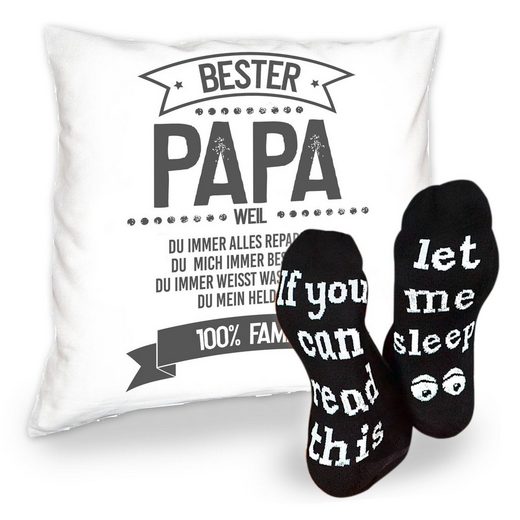 Soreso® Dekokissen »Kissen Bester Papa weil &amp; Sprüche Socken Sleep«, Geschenke Weihnachten