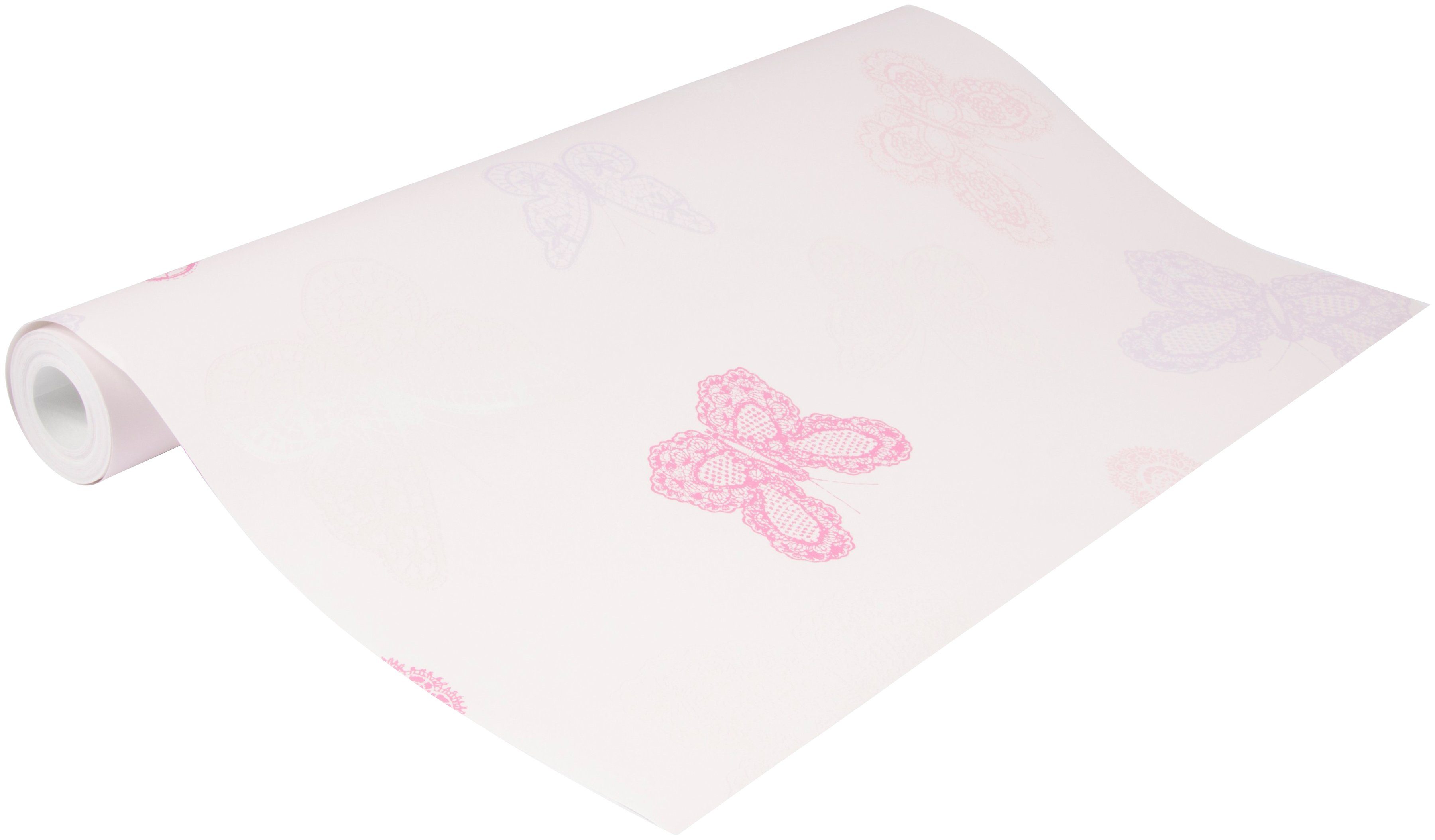 Superfresco Easy Vliestapete Butterfly, glatt, animal print, Schmetterling rosa lila 1000x53cm