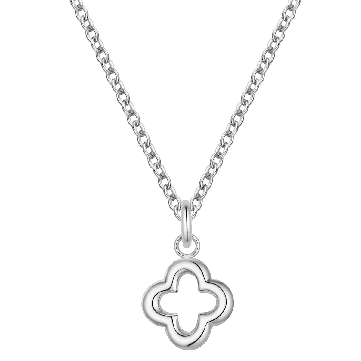 Edelstahlkette Kleeblatt silber