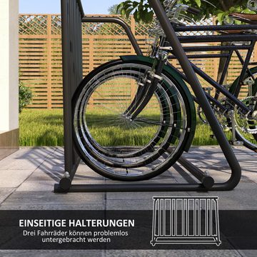 Durhand Fahrradständer Radständer Mehrfachständer bis 3 Fahrräder (Aufstellständer, 1-St., Ständer für Fahrrad), Stahl 114 x 58 x 75 cm, Schwarz