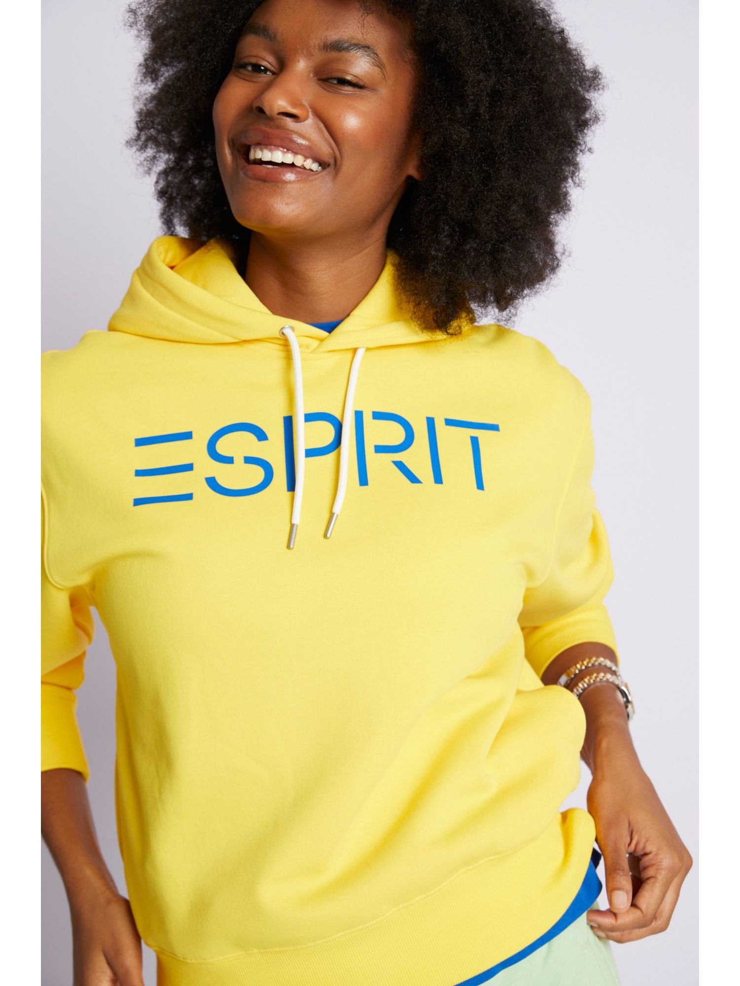Unisex Esprit Fleece-Hoodie (1-tlg) Sweatshirt mit Logo YELLOW