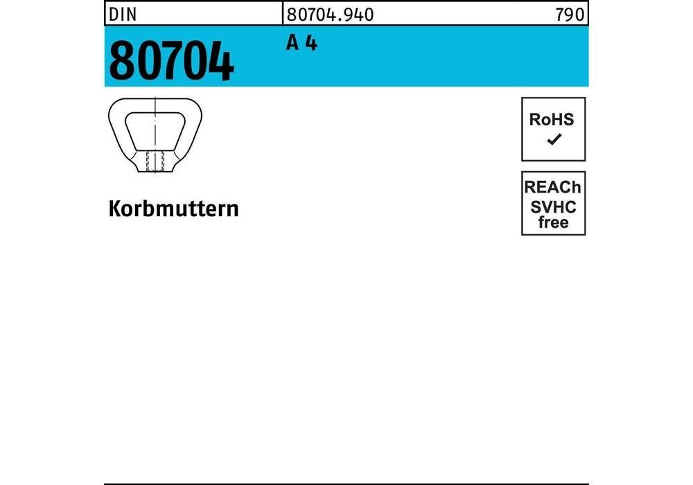 Sechskantmutter Korbmutter DIN 80704 M 20 A 4