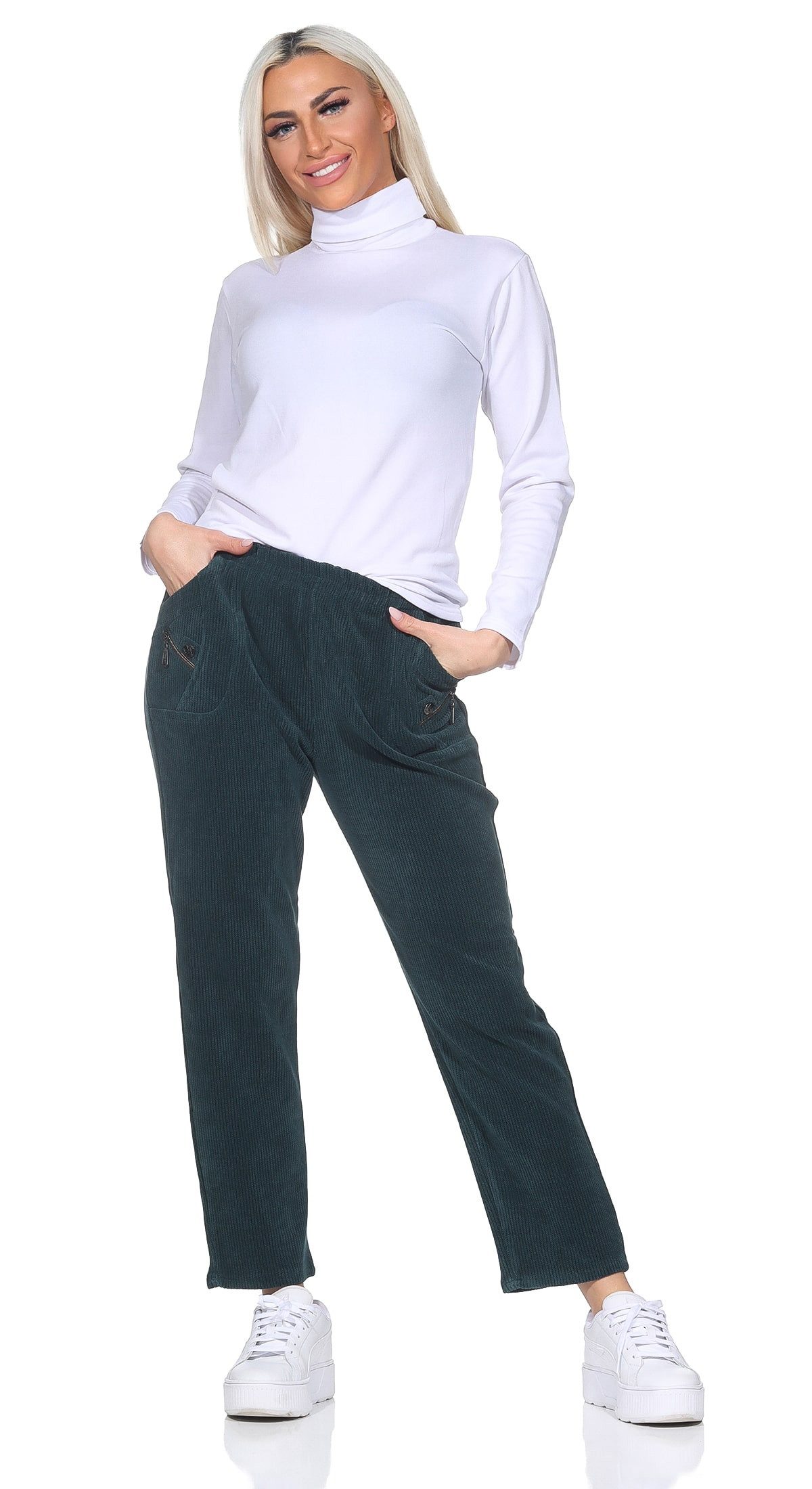 Cherry Berry Cordhose Damen Cordhose Kurzgröße Stoffhose bqueme Schlupfhose Übergangshose Kurzgröße, elastischer Bund, Unifarben. € 29,95