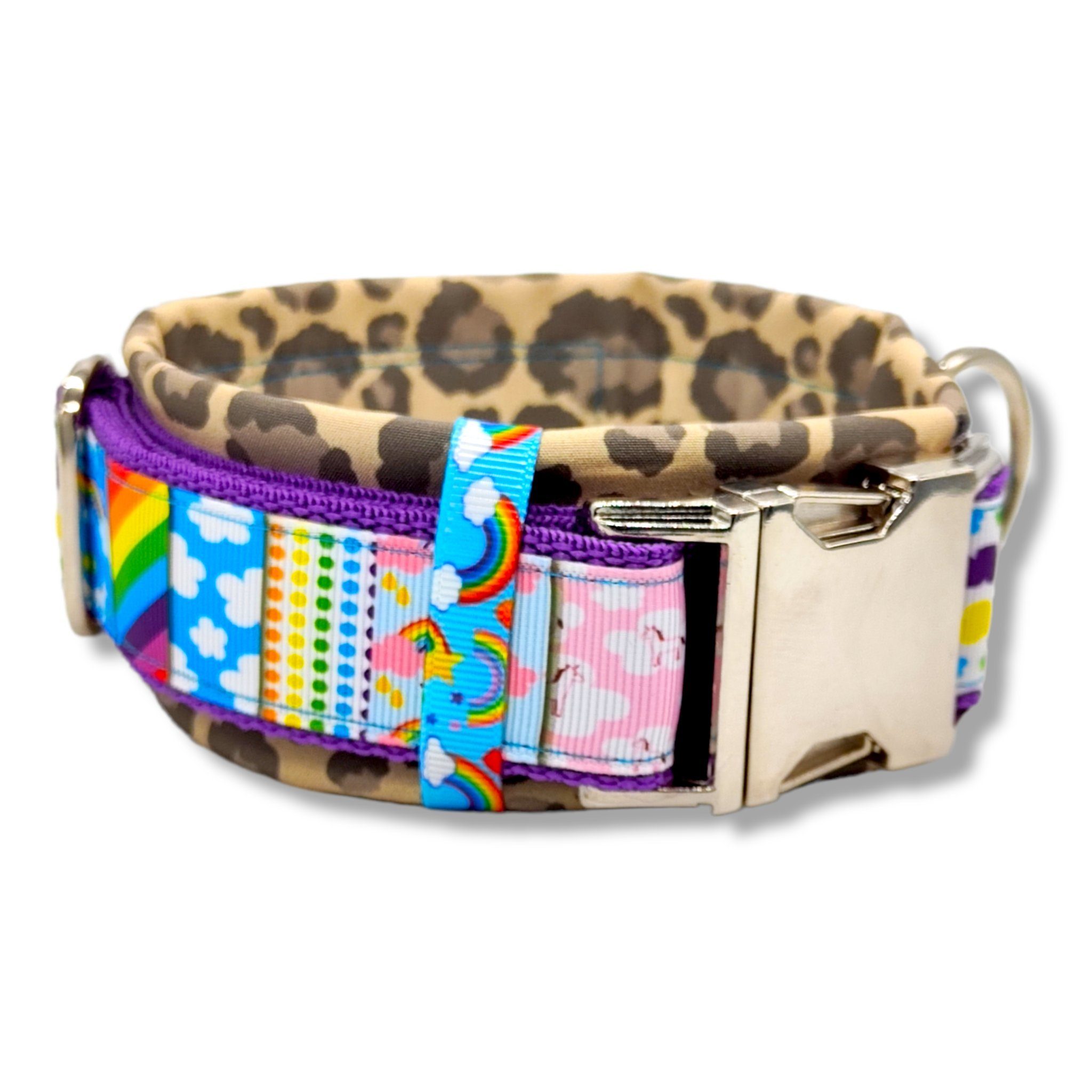 D by E Couture Hunde-Halsband "Colour Explosion I", gepolstert, verstellbar, 50mm breit, Handmade