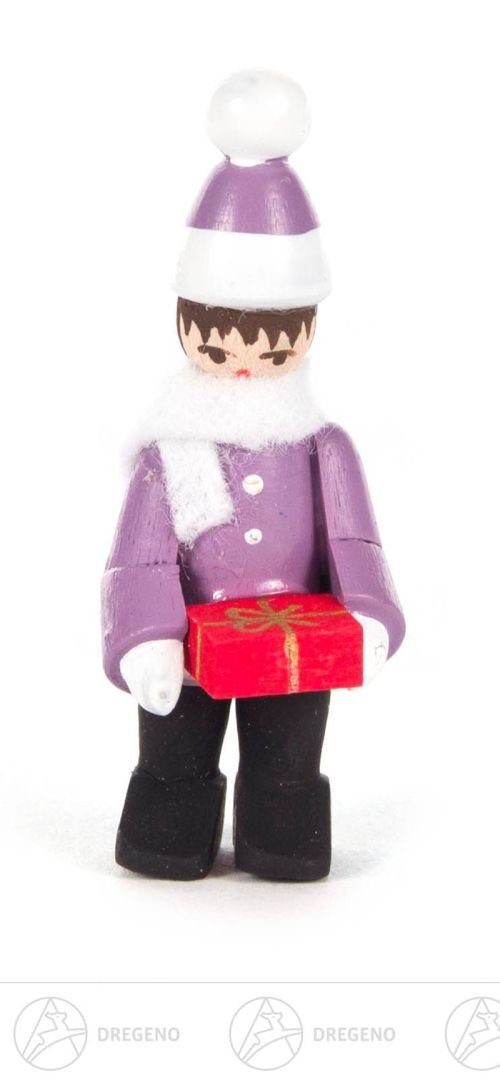 Dregeno Erzgebirge Weihnachtsfigur lila cm mit Winterkind ca der Höhe Miniatur Geschenk NEU, in 4,5 Päckchen mit Hand