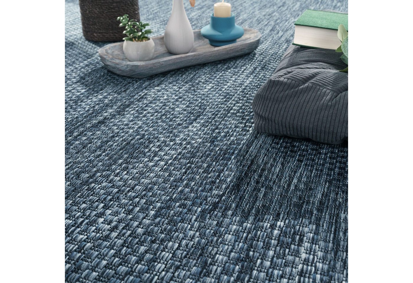 KADIMA DESIGN Teppich Unifarben Wohnzimmer schmutzabweisend Teppich Kurzflor, Rund, Höhe: 4 mm, 100% Polypropylen, Rücken aus Polypropylen, Rund, 80Dcm, Dunkelblau